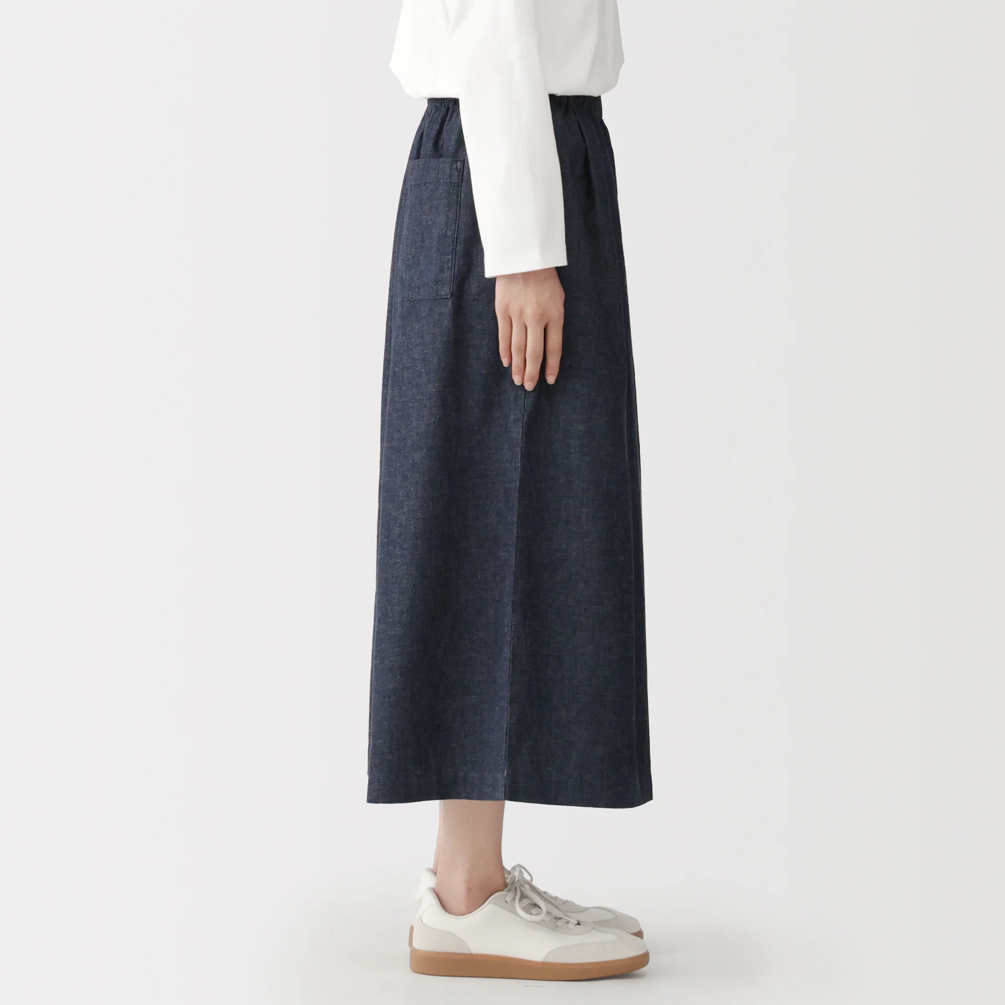 Kapok Blend Denim Skirt Pants - Image 5