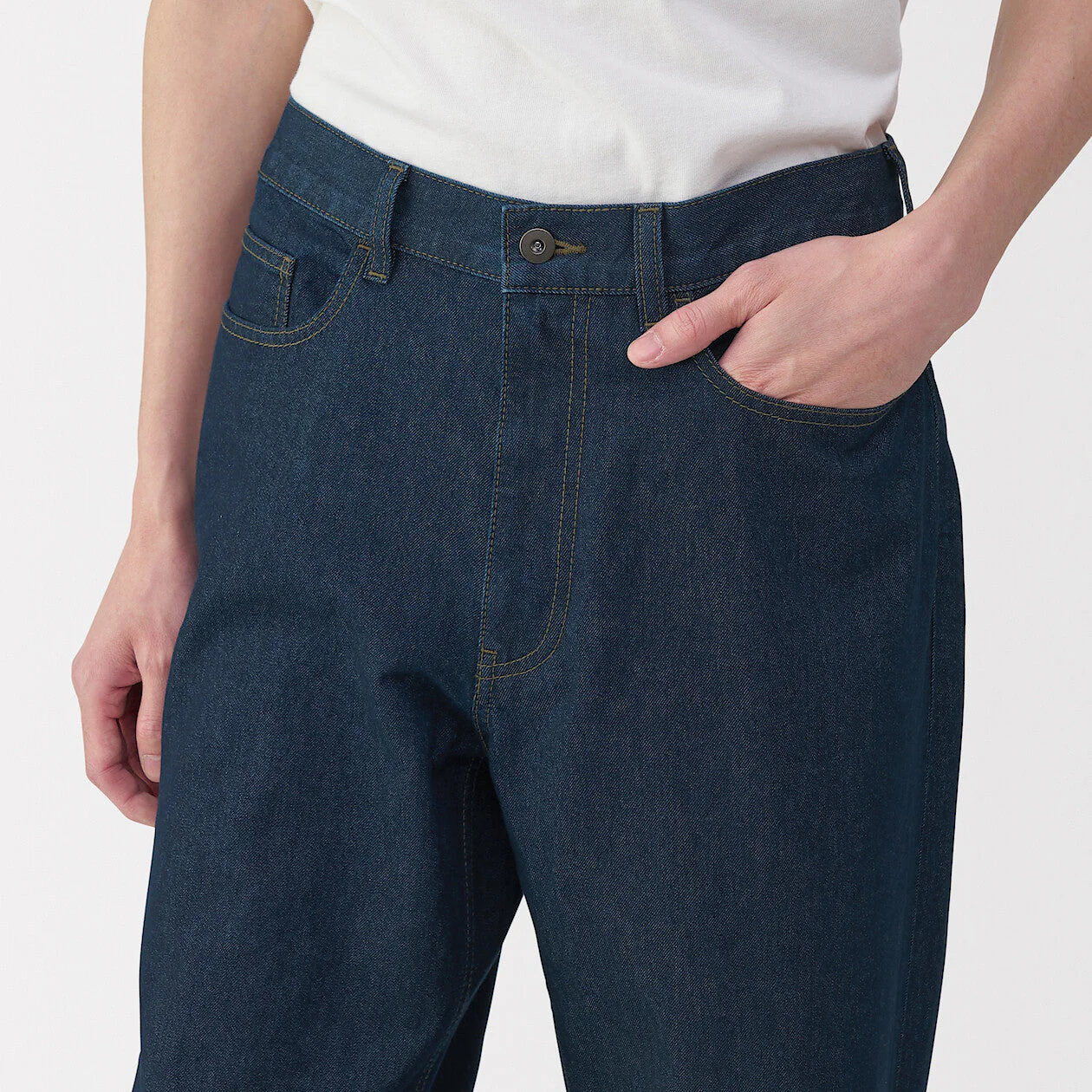 Labo Men's Washi Blend Denim 5-Pocket Wide Pants (L32") - Image 7