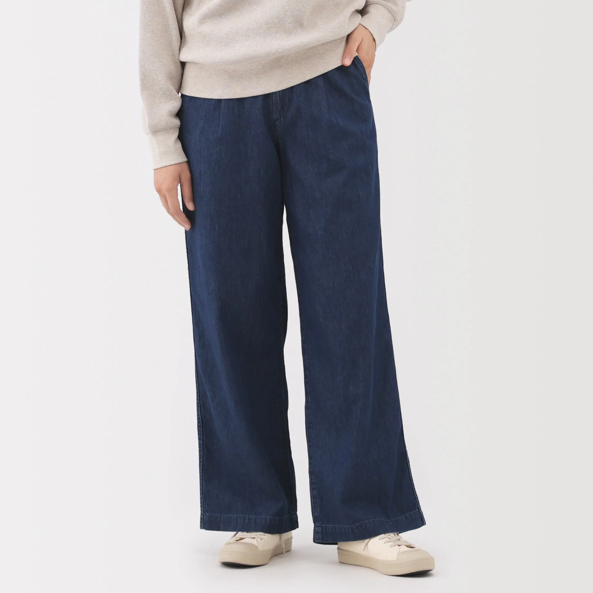 Lightweight Denim Wide Pants - Image 3