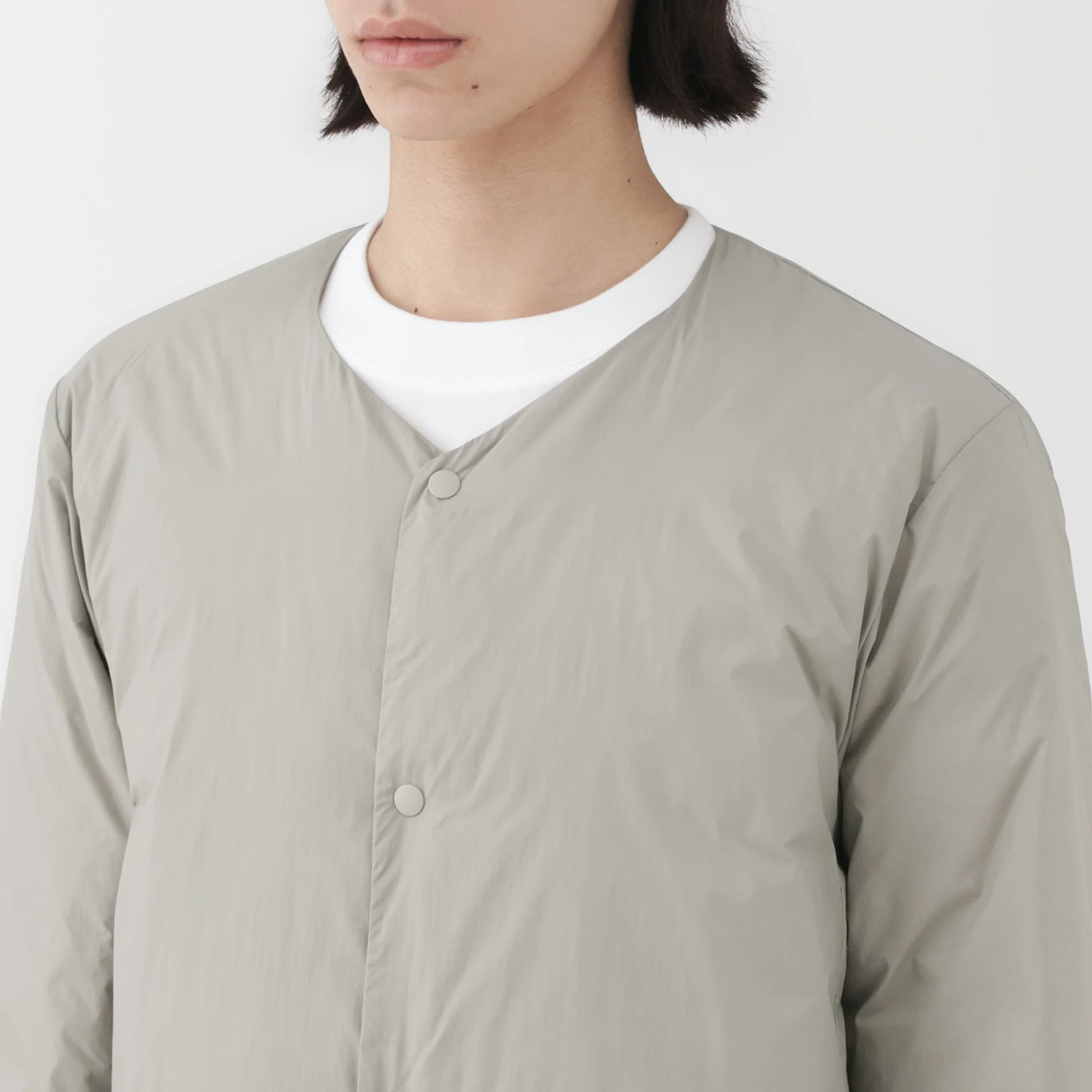 Lightweight Down Collarless Jacket - Image 17