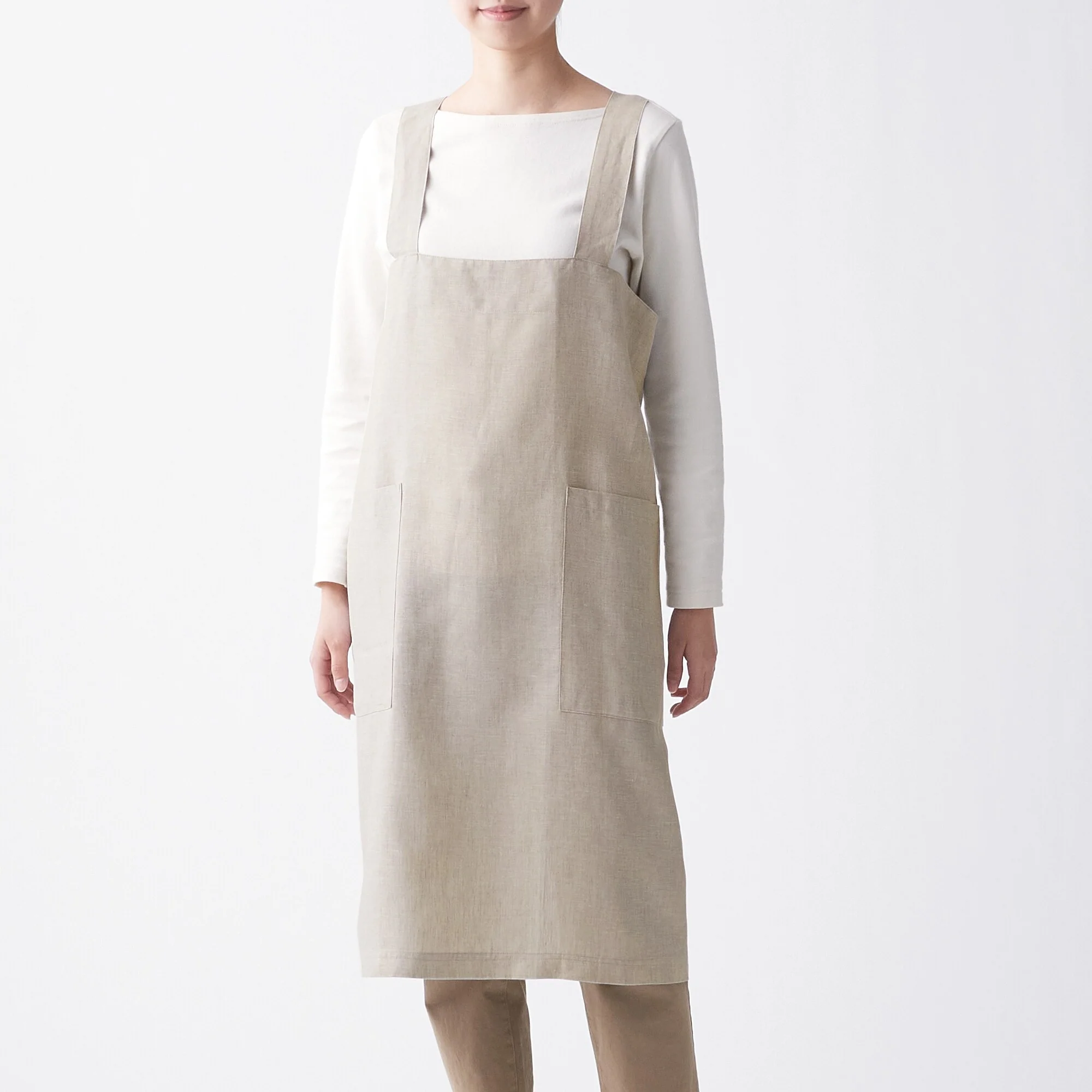 Linen Plain Weave Shoulder Strap Apron - Image 4