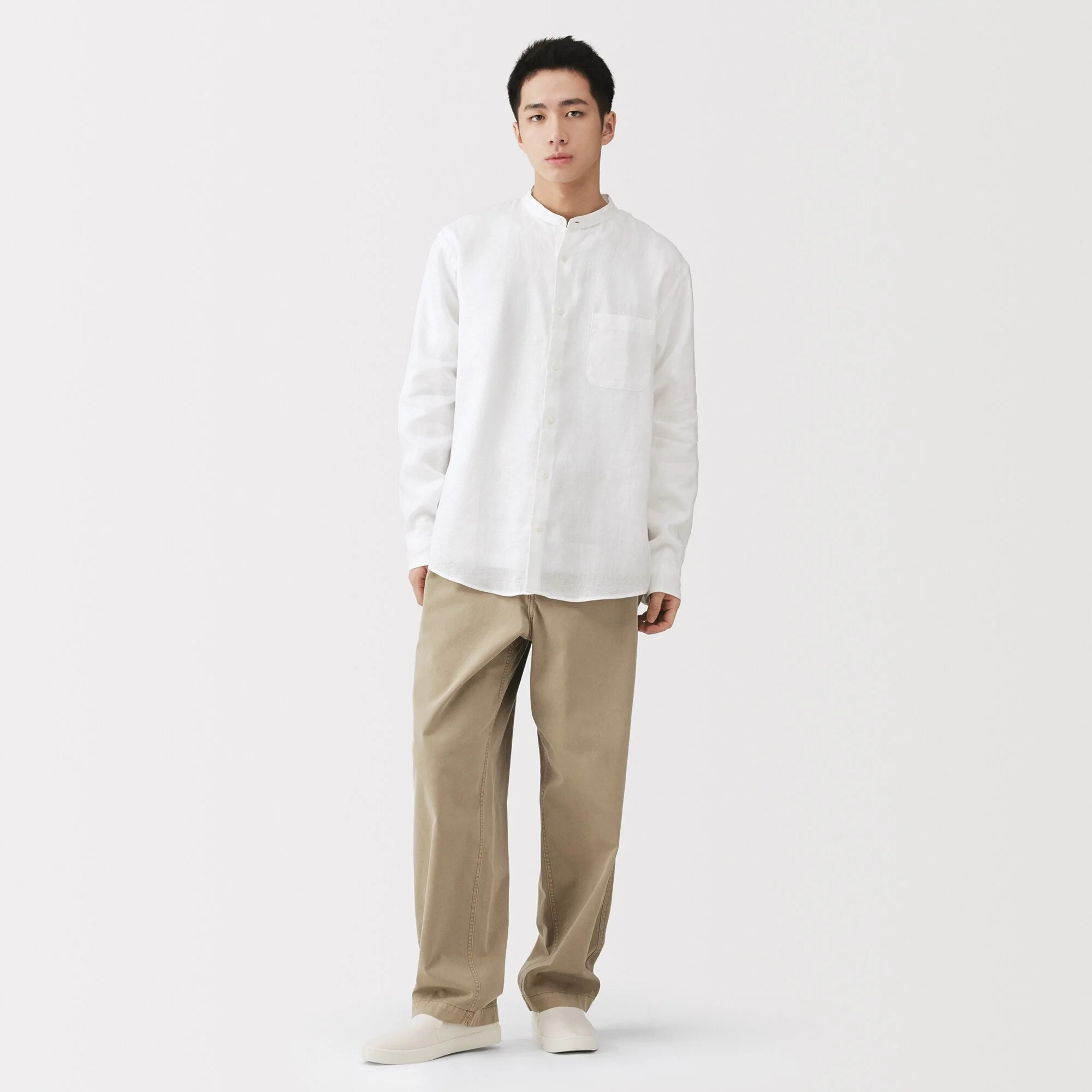 Linen Stand Collar Shirt - Image 13