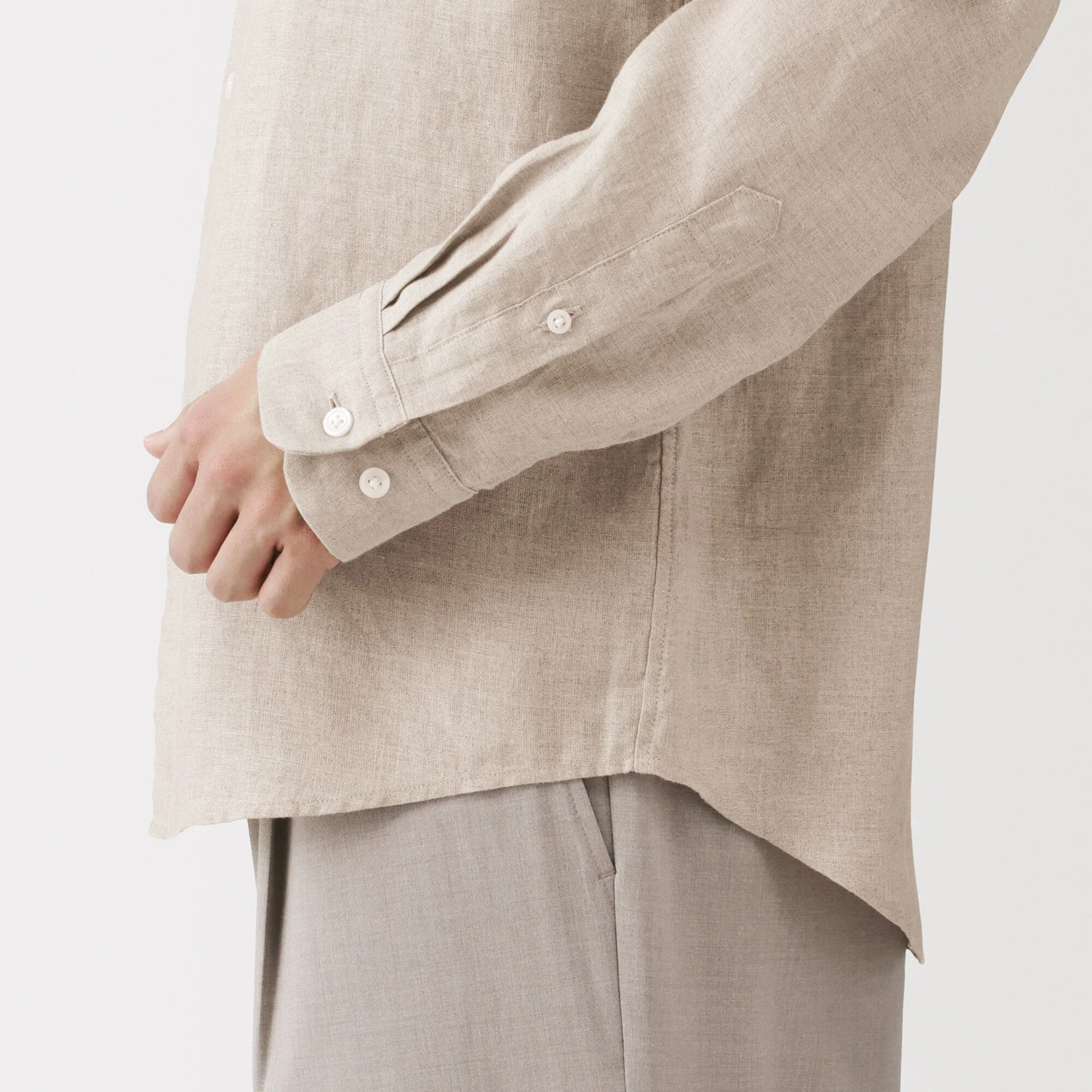 Linen Stand Collar Shirt - Image 44