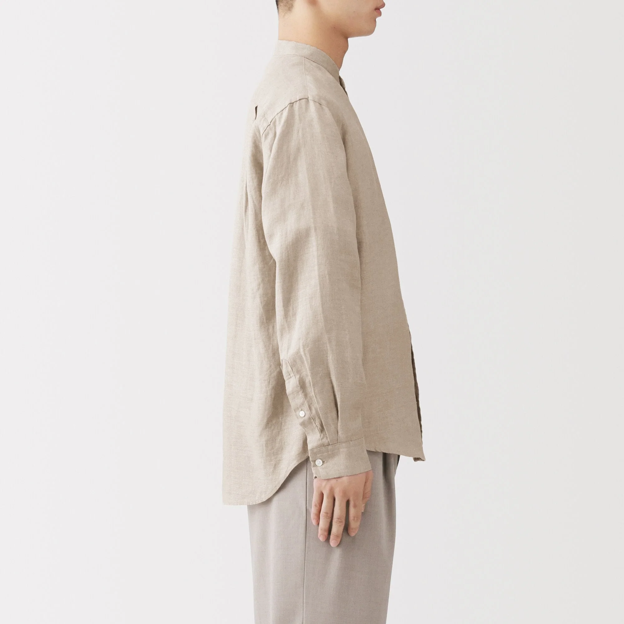 Linen Stand Collar Shirt - Image 50