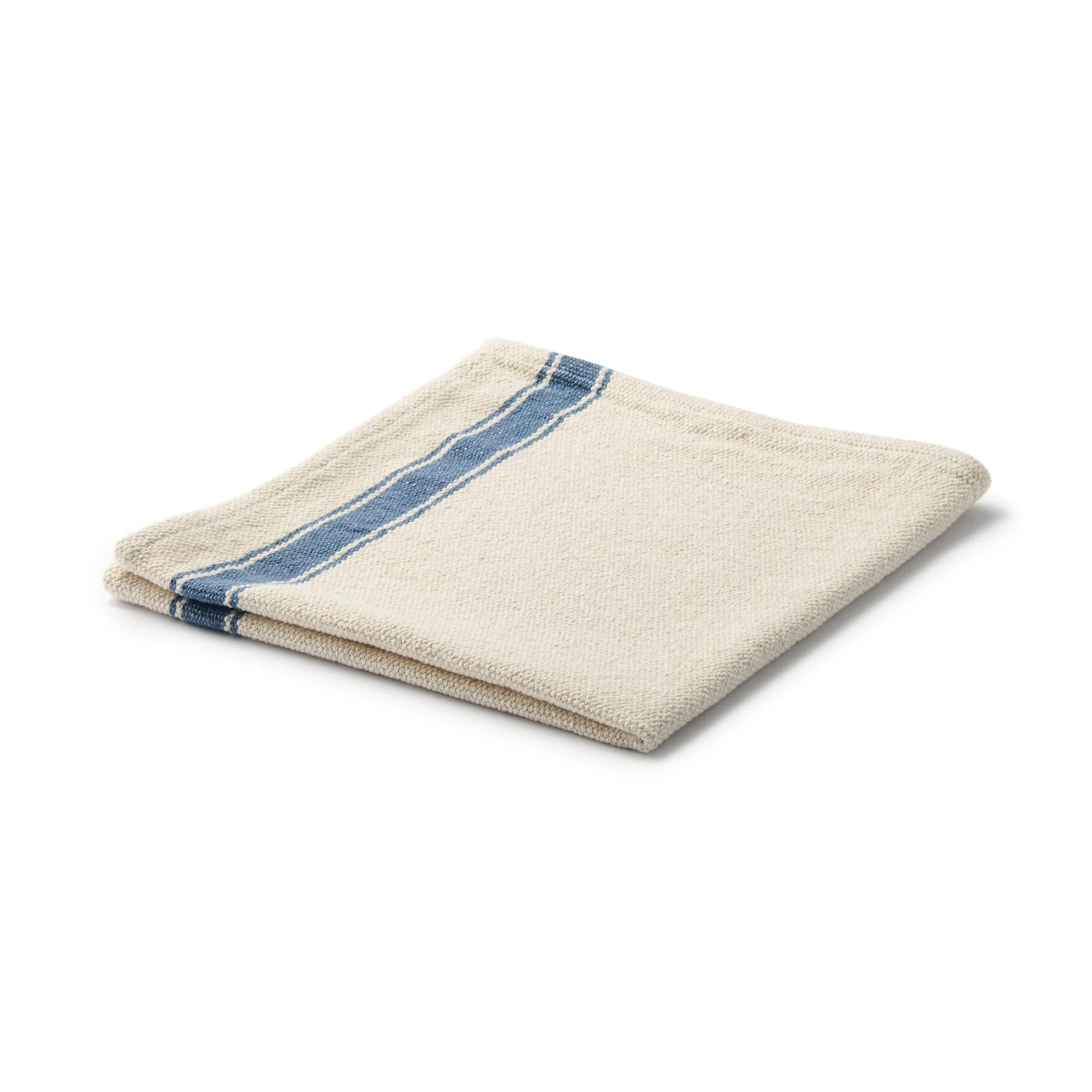 Low Count Indian Cotton Multi Purpose Cloth - Striped Ends - Natural Blue