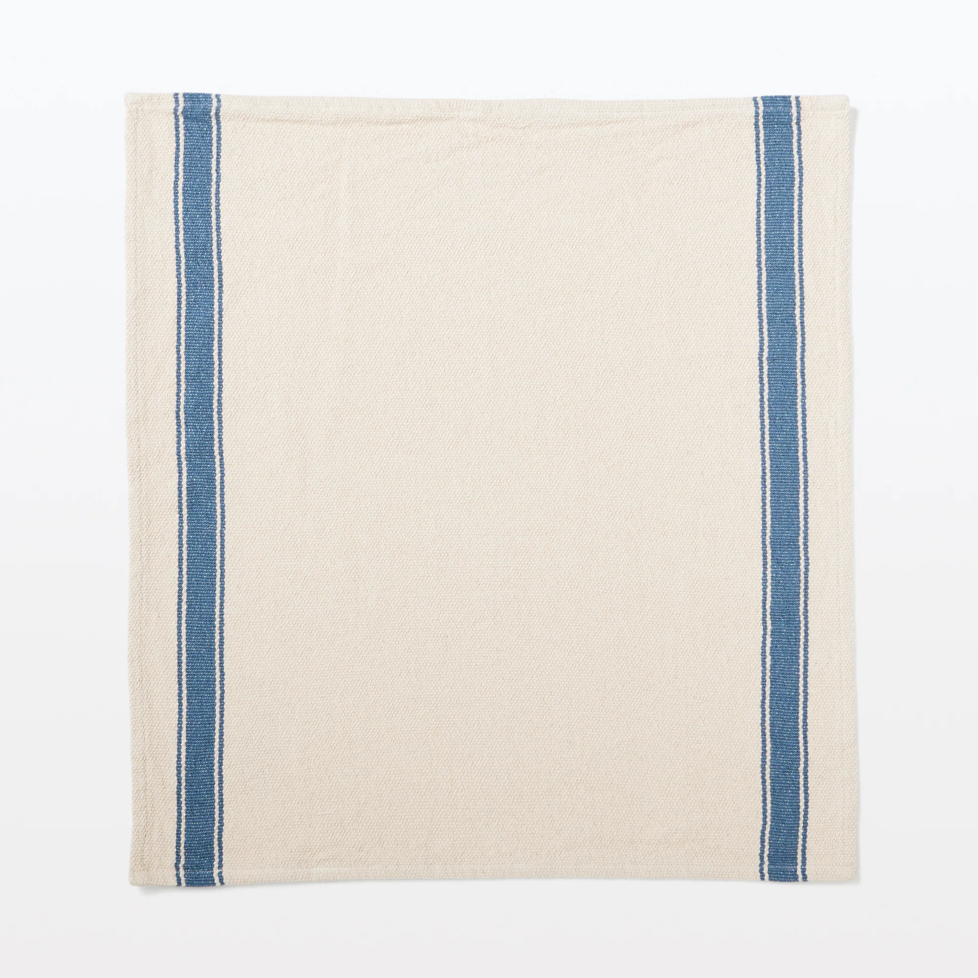 Low Count Indian Cotton Multi Purpose Cloth - Striped Ends - Natural Blue - Image 2