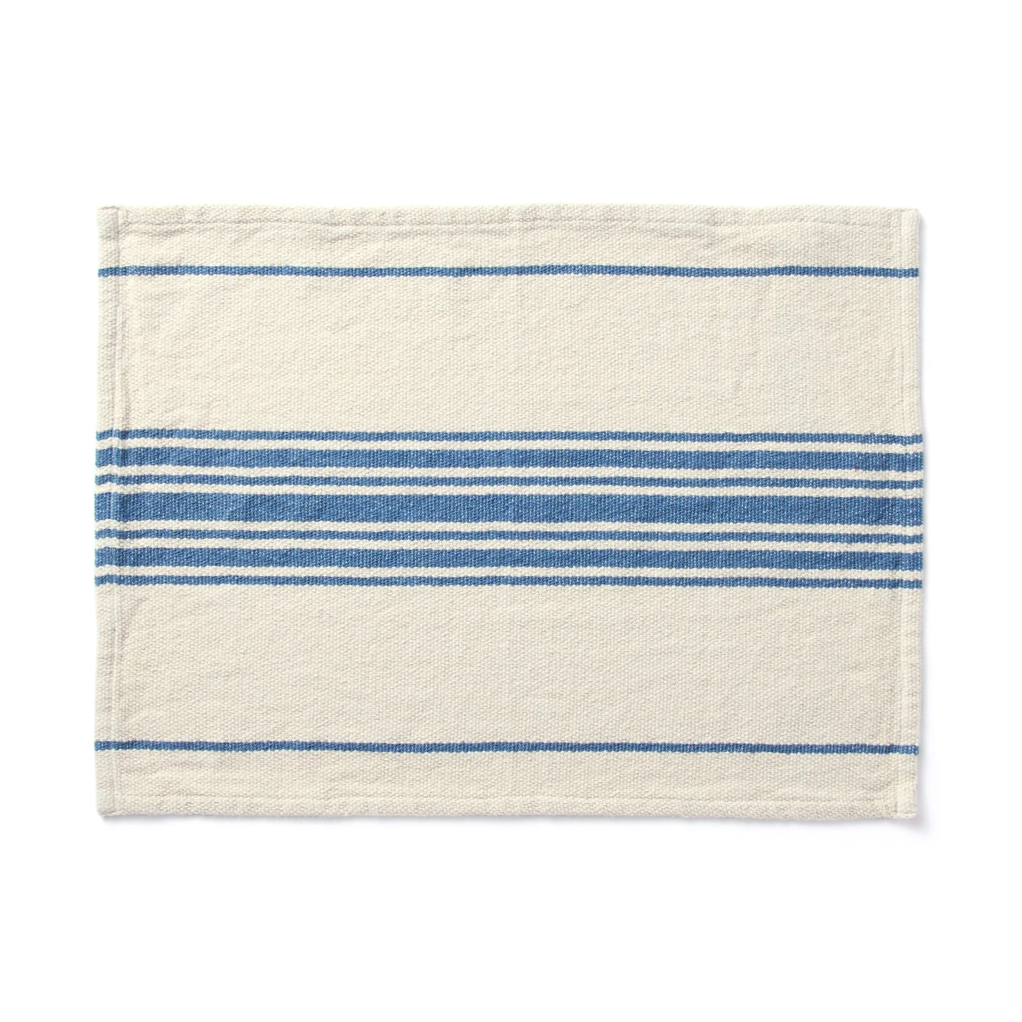 Low-Count Indian Cotton Placemat Center Striped - Natural Blue