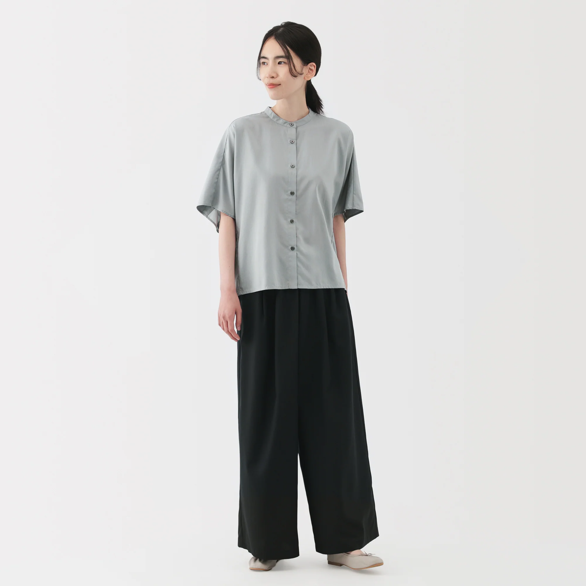 Lyocell Blend Half-Sleeve Blouse - Image 14