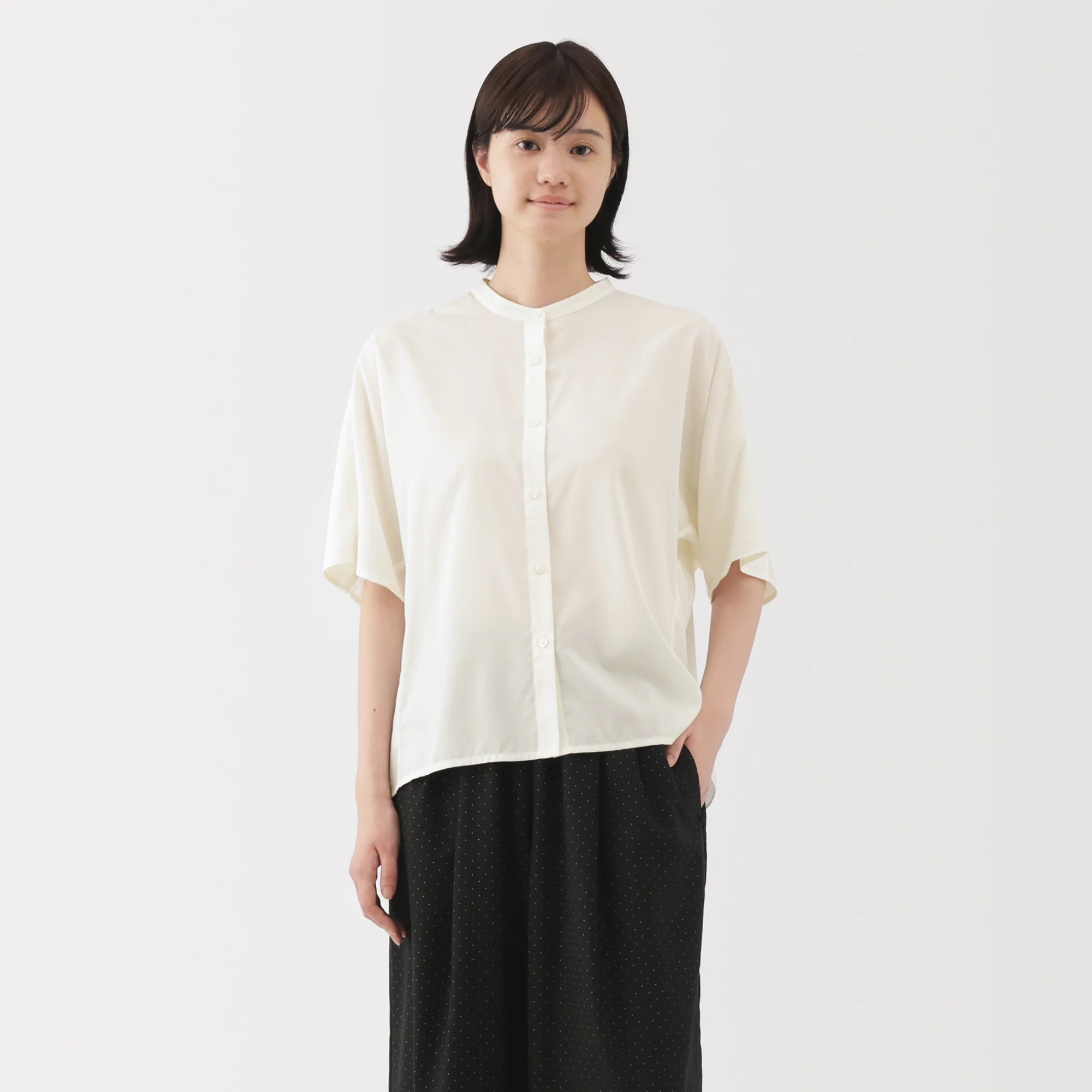 Lyocell Blend Half-Sleeve Blouse - Image 3