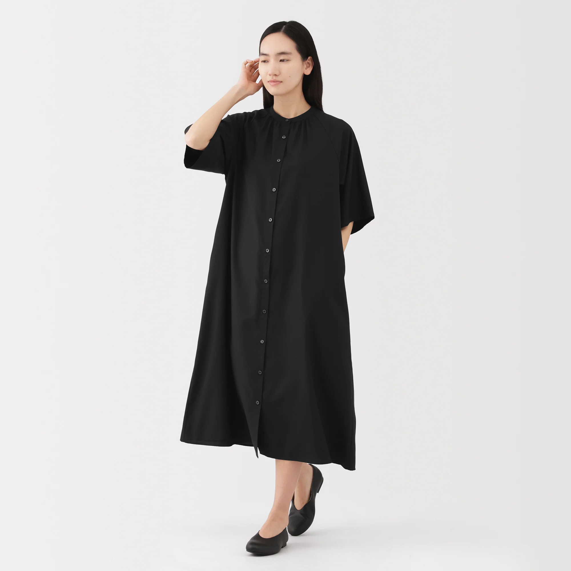 Lyocell Blend Half-Sleeve Dress