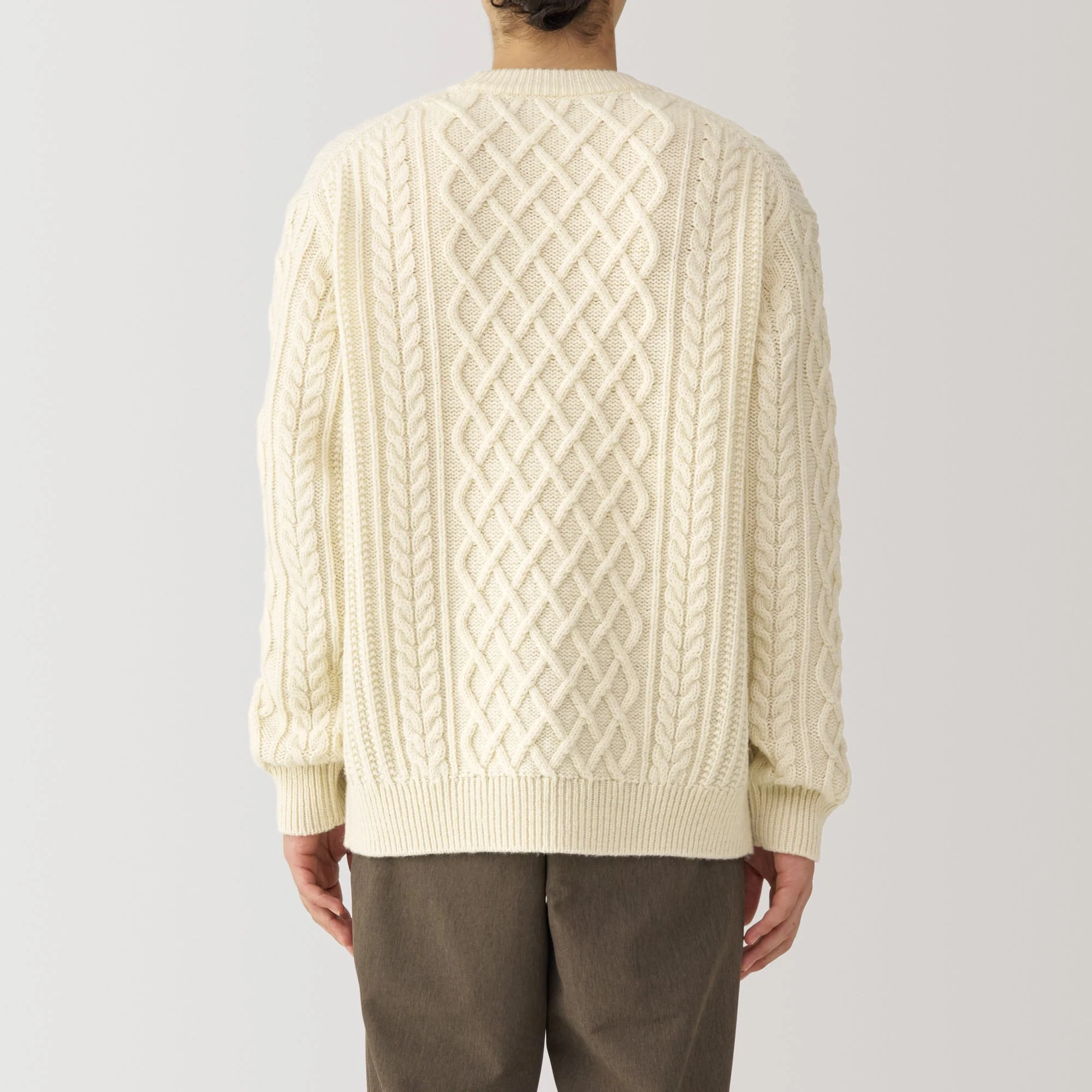Men's Andes Wool Cable Knit Crew Neck Sweater - Image 13