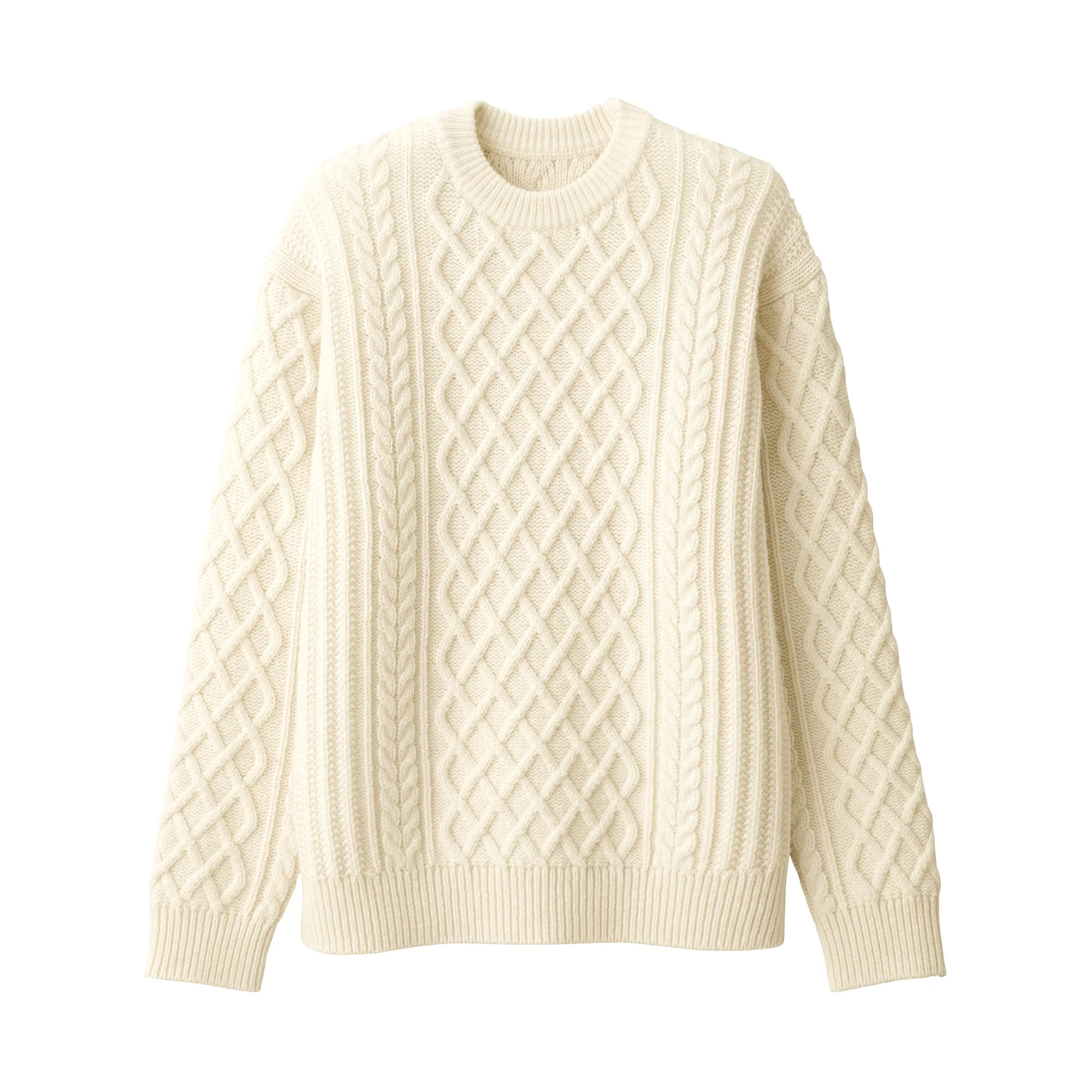 Men's Andes Wool Cable Knit Crew Neck Sweater - Image 9
