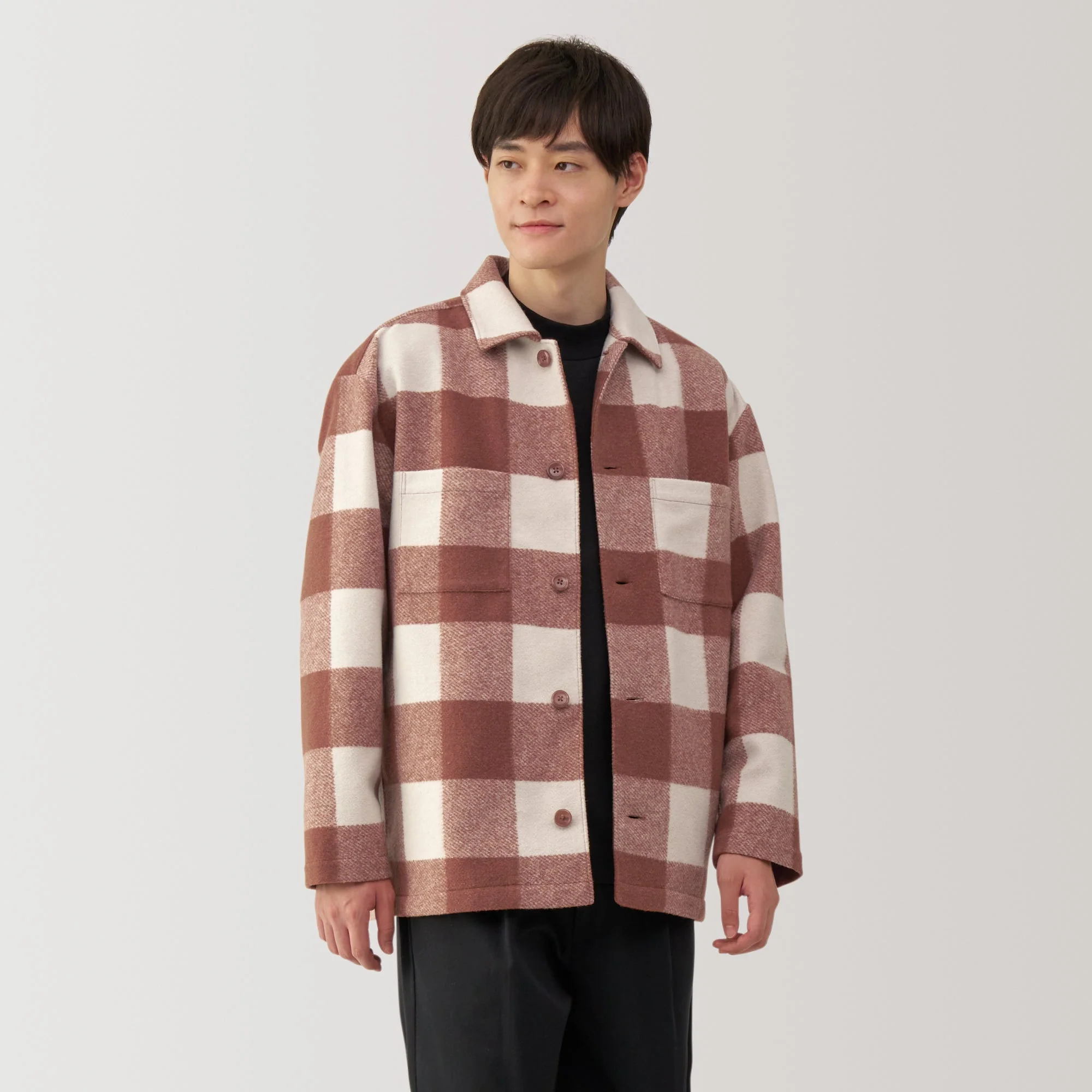 Men's Brushed Stretch Checkered Shirt Jacket - Image 3