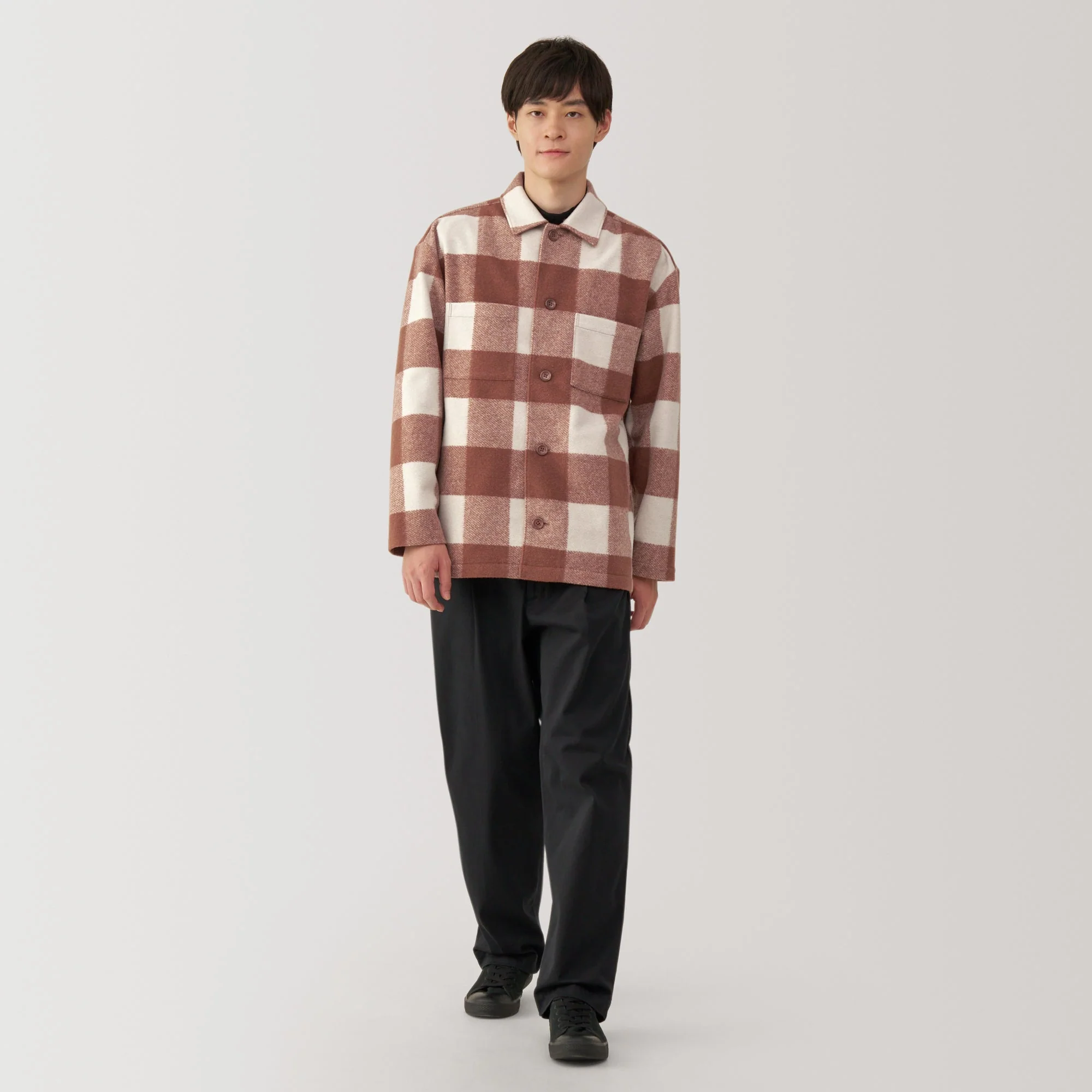 Men's Brushed Stretch Checkered Shirt Jacket - Image 4