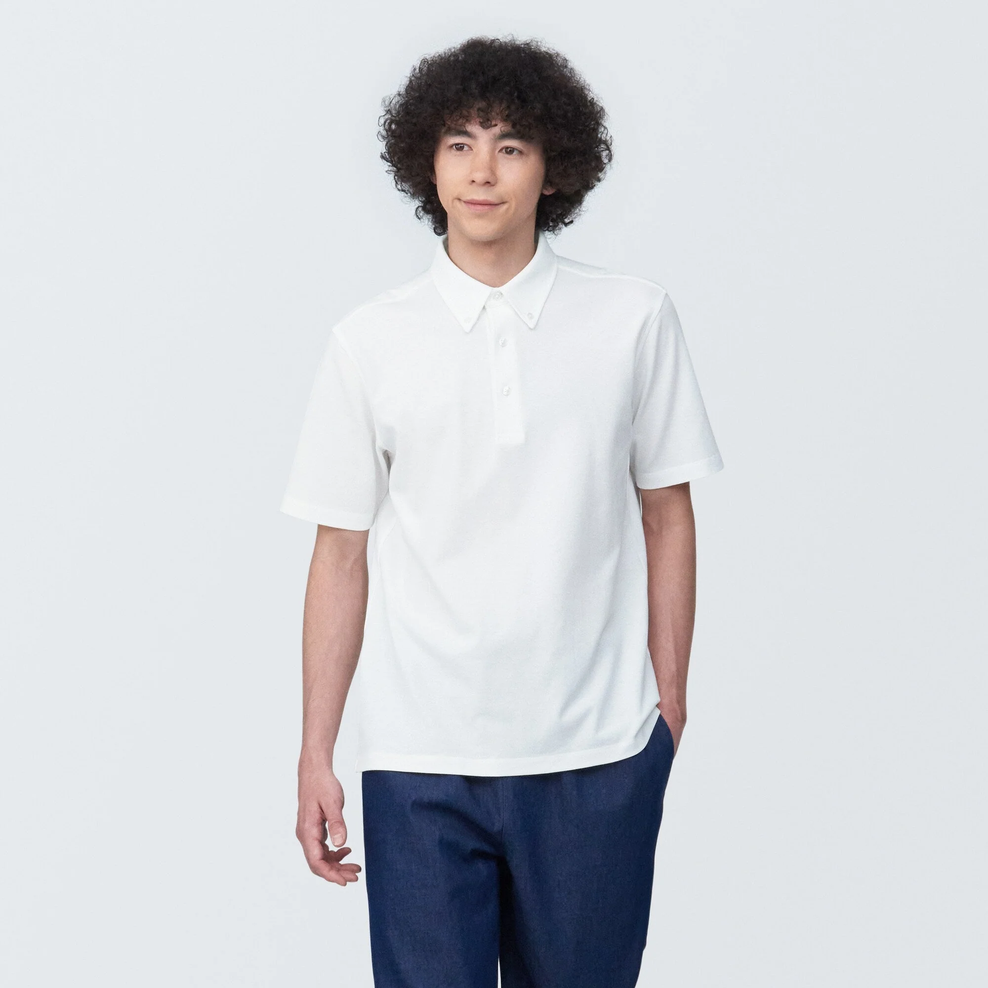 Men's Cool Touch Pique Button Down Short Sleeve Polo Shirt - Image 3