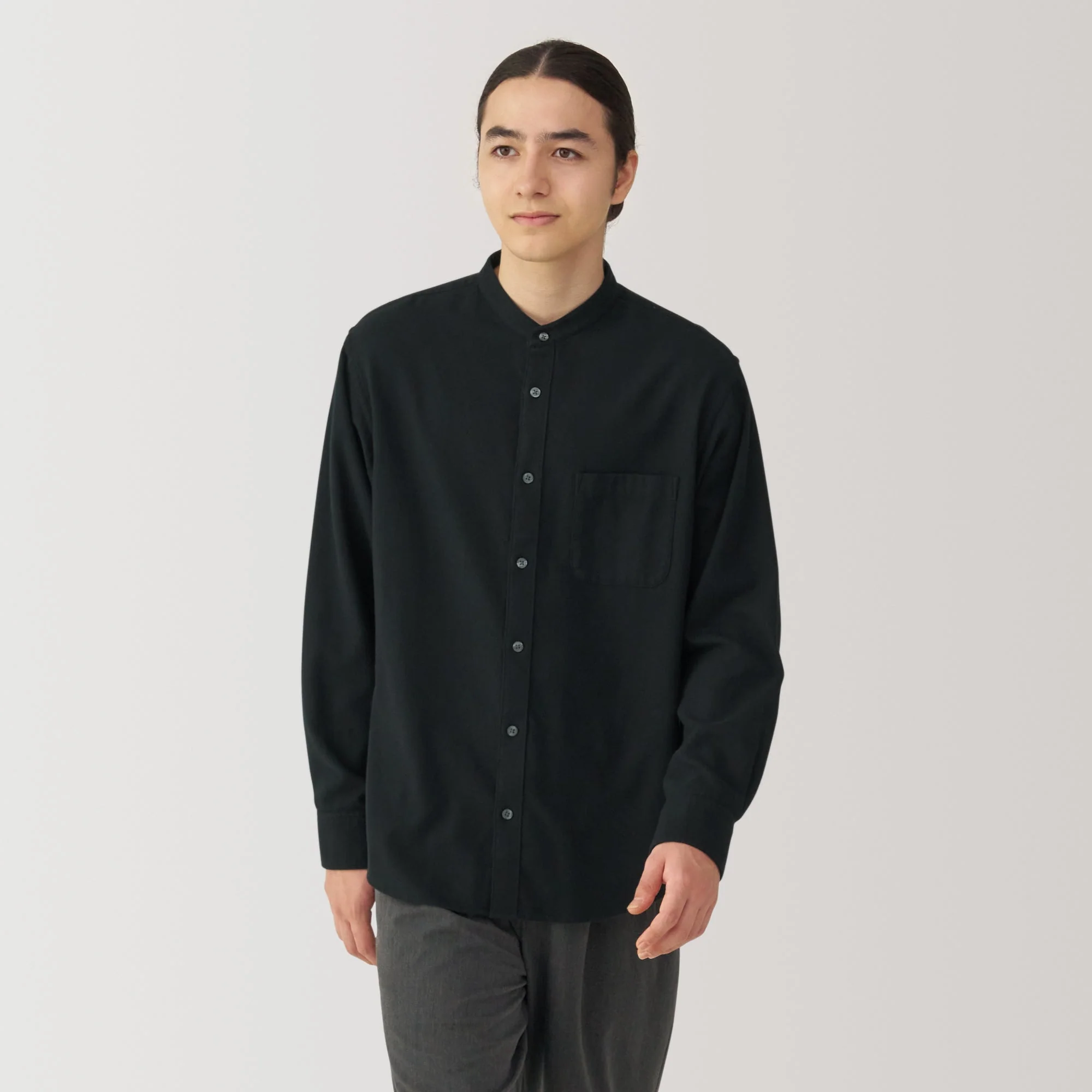 Men's Flannel Stand Collar Long Sleeve Shirt - Image 11