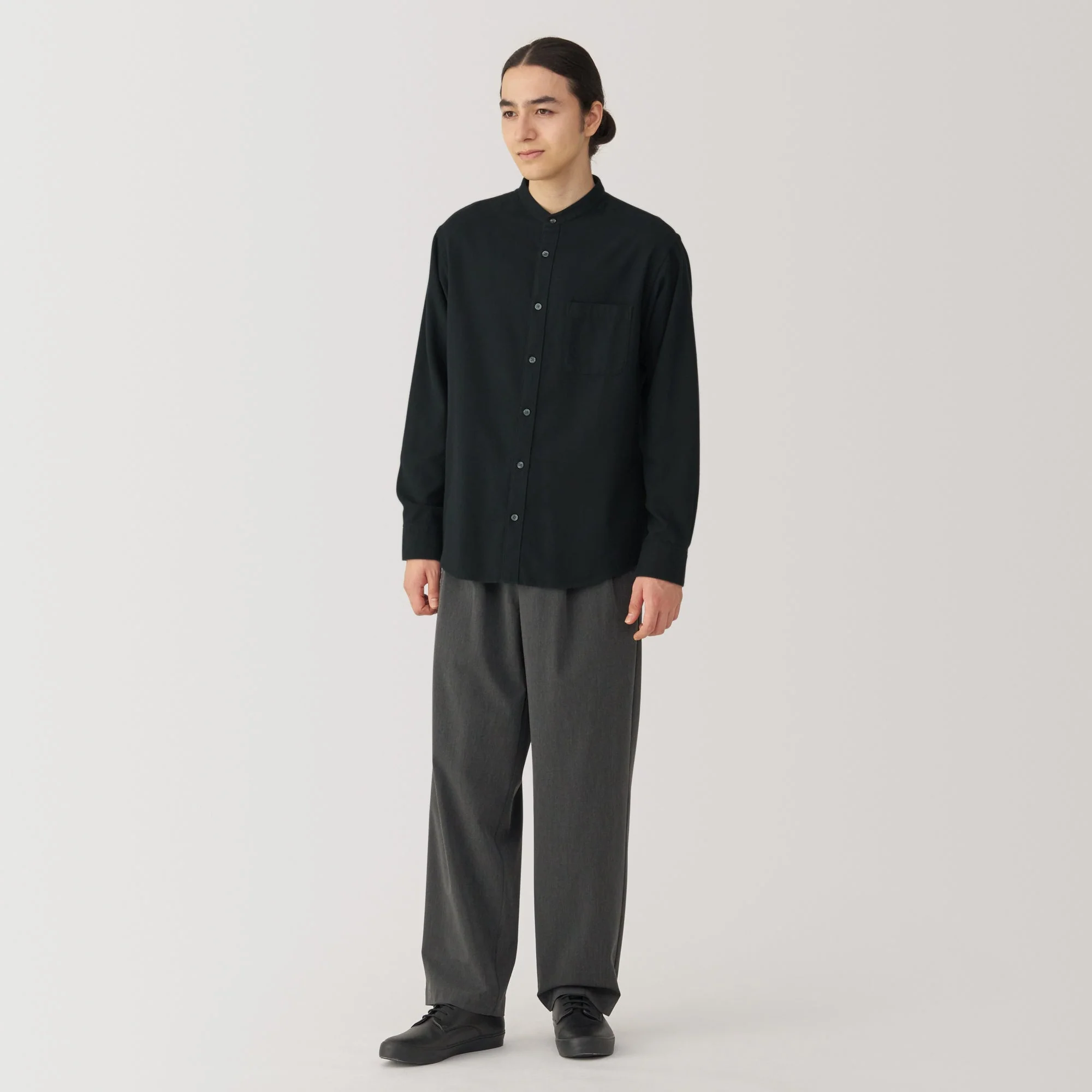 Men's Flannel Stand Collar Long Sleeve Shirt - Image 12