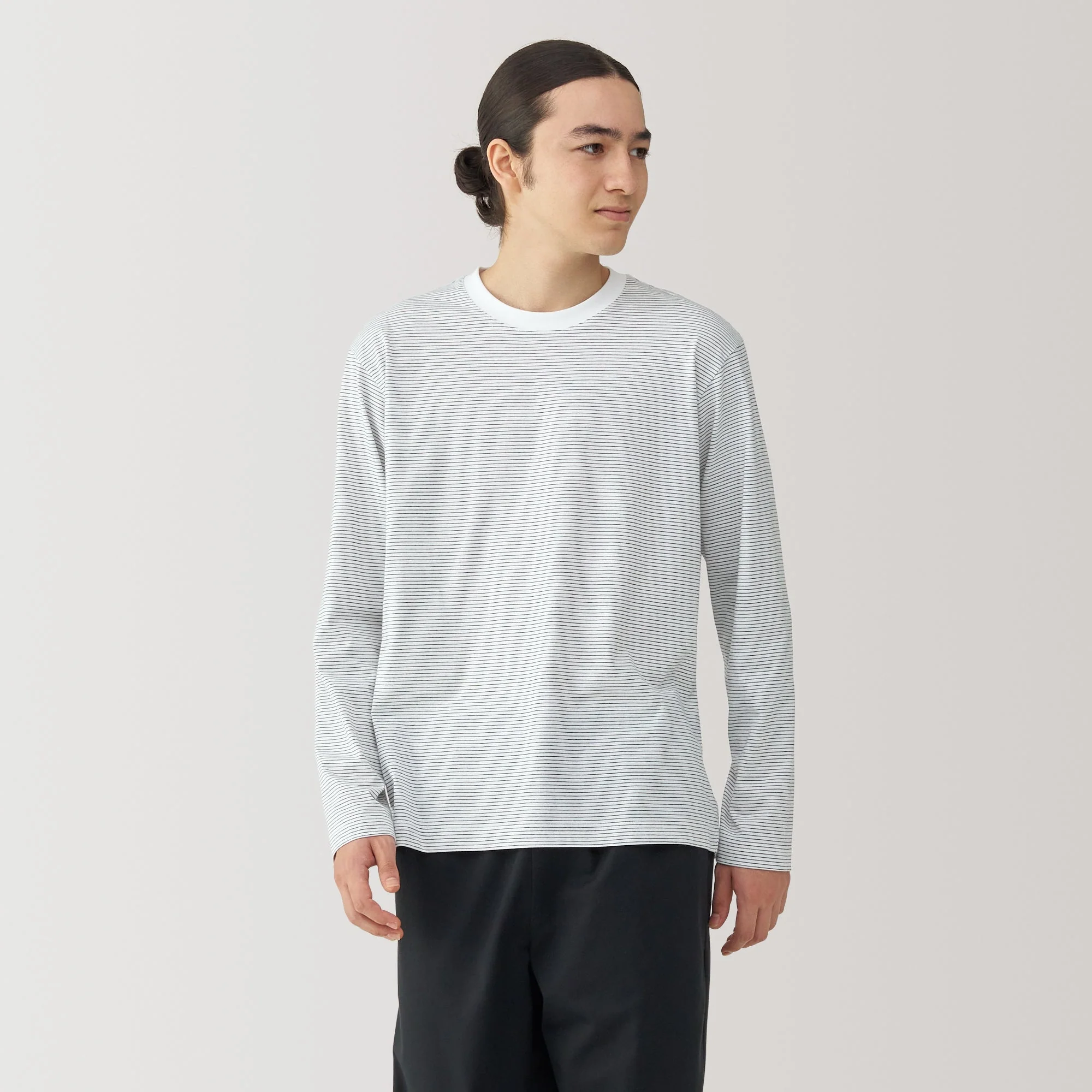 Men's Jersey Crew Neck Long Sleeve Striped T-Shirt - Image 10