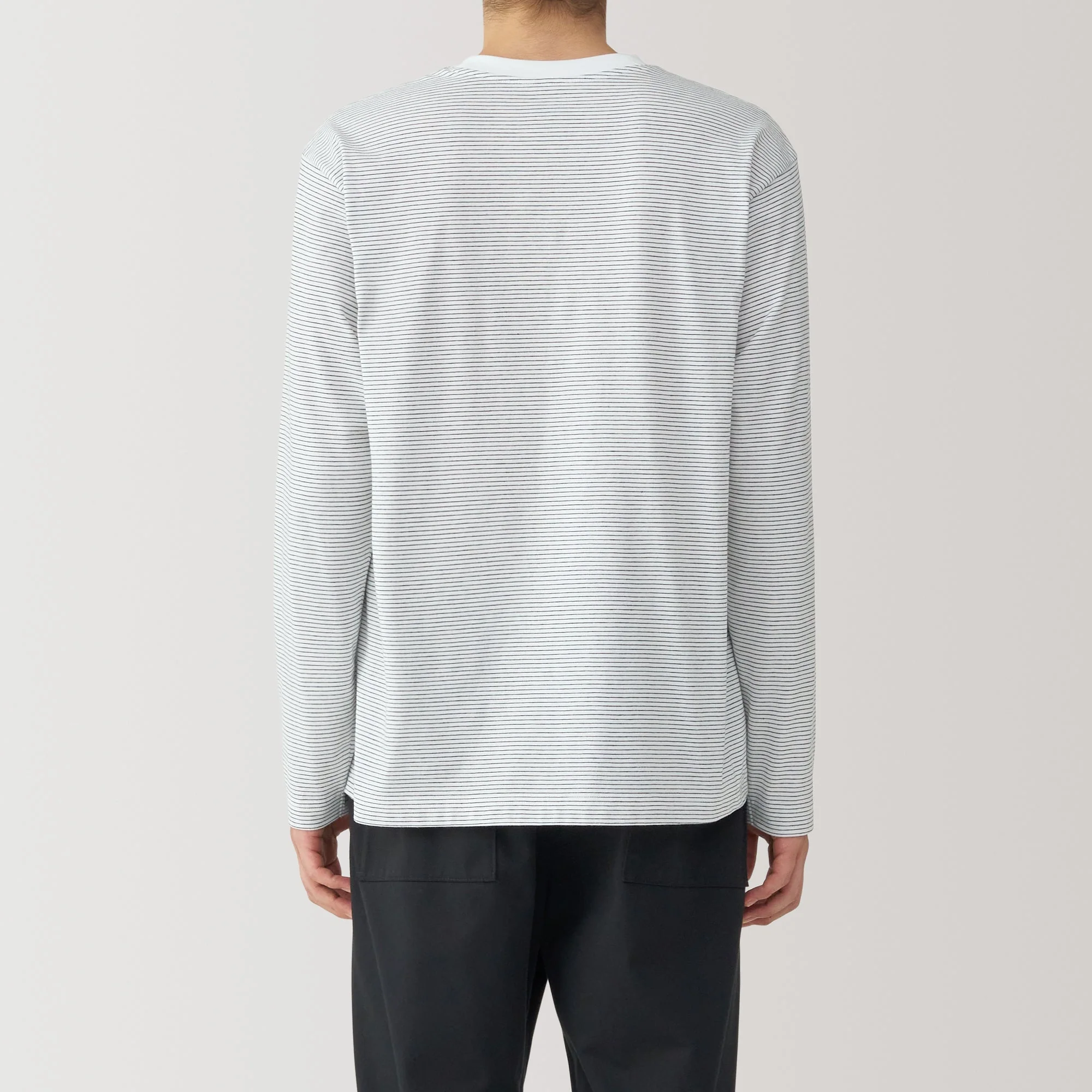 Men's Jersey Crew Neck Long Sleeve Striped T-Shirt - Image 13