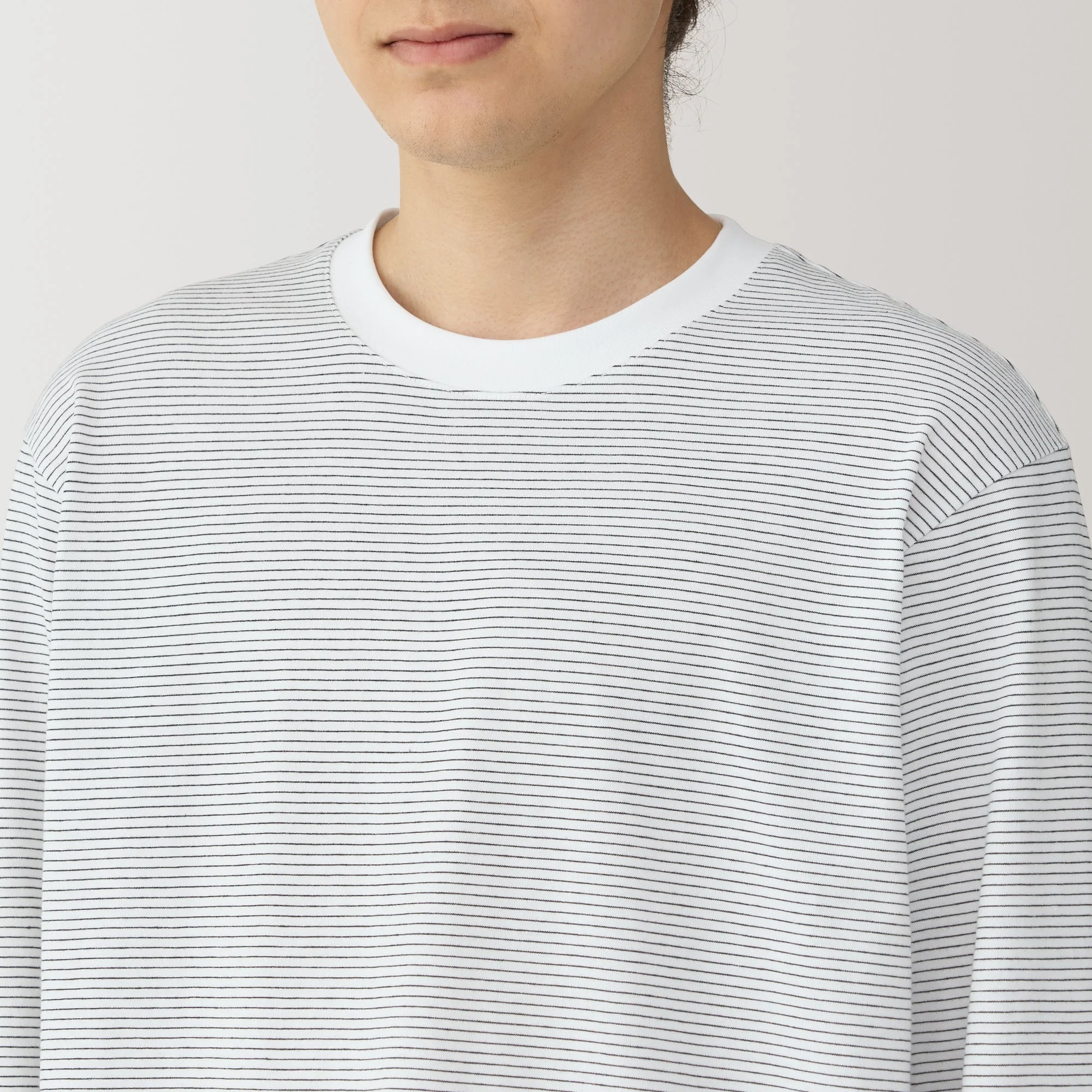 Men's Jersey Crew Neck Long Sleeve Striped T-Shirt - Image 14