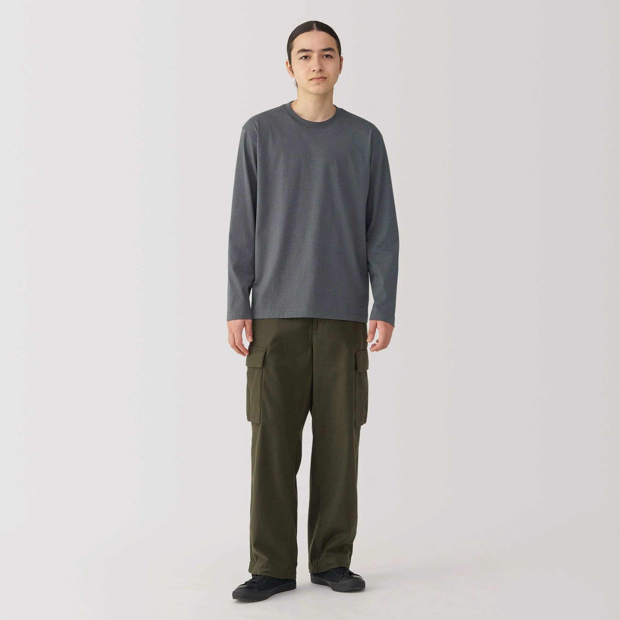 Men's Jersey Crew Neck Long Sleeve Striped T-Shirt - Image 18