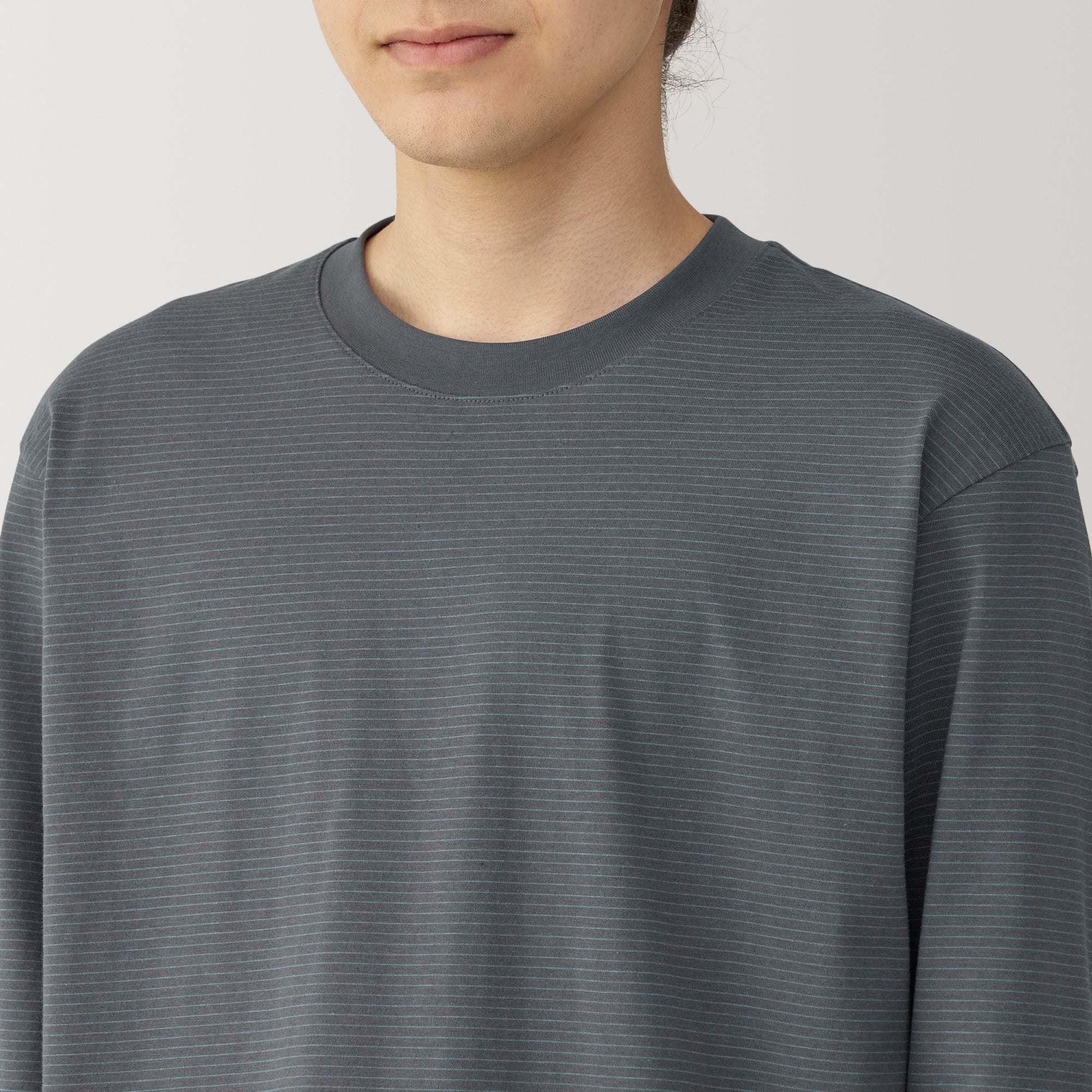 Men's Jersey Crew Neck Long Sleeve Striped T-Shirt - Image 21