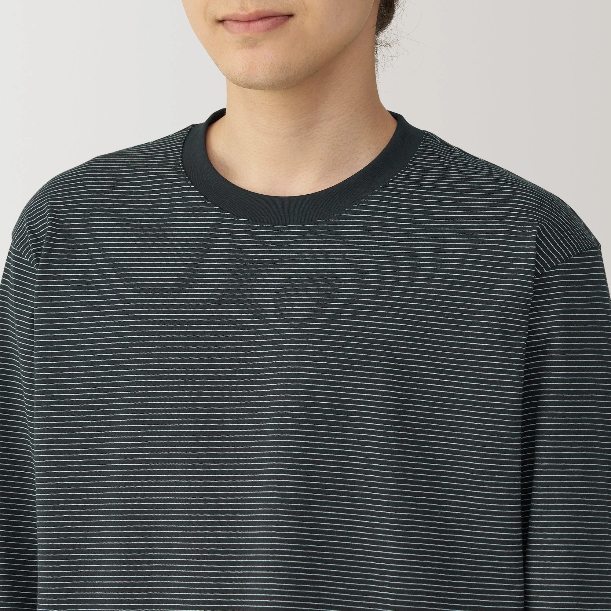 Men's Jersey Crew Neck Long Sleeve Striped T-Shirt - Image 28