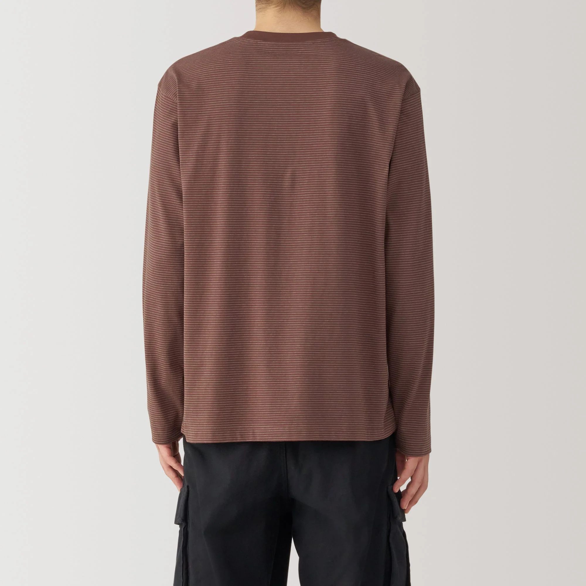 Men's Jersey Crew Neck Long Sleeve Striped T-Shirt - Image 6