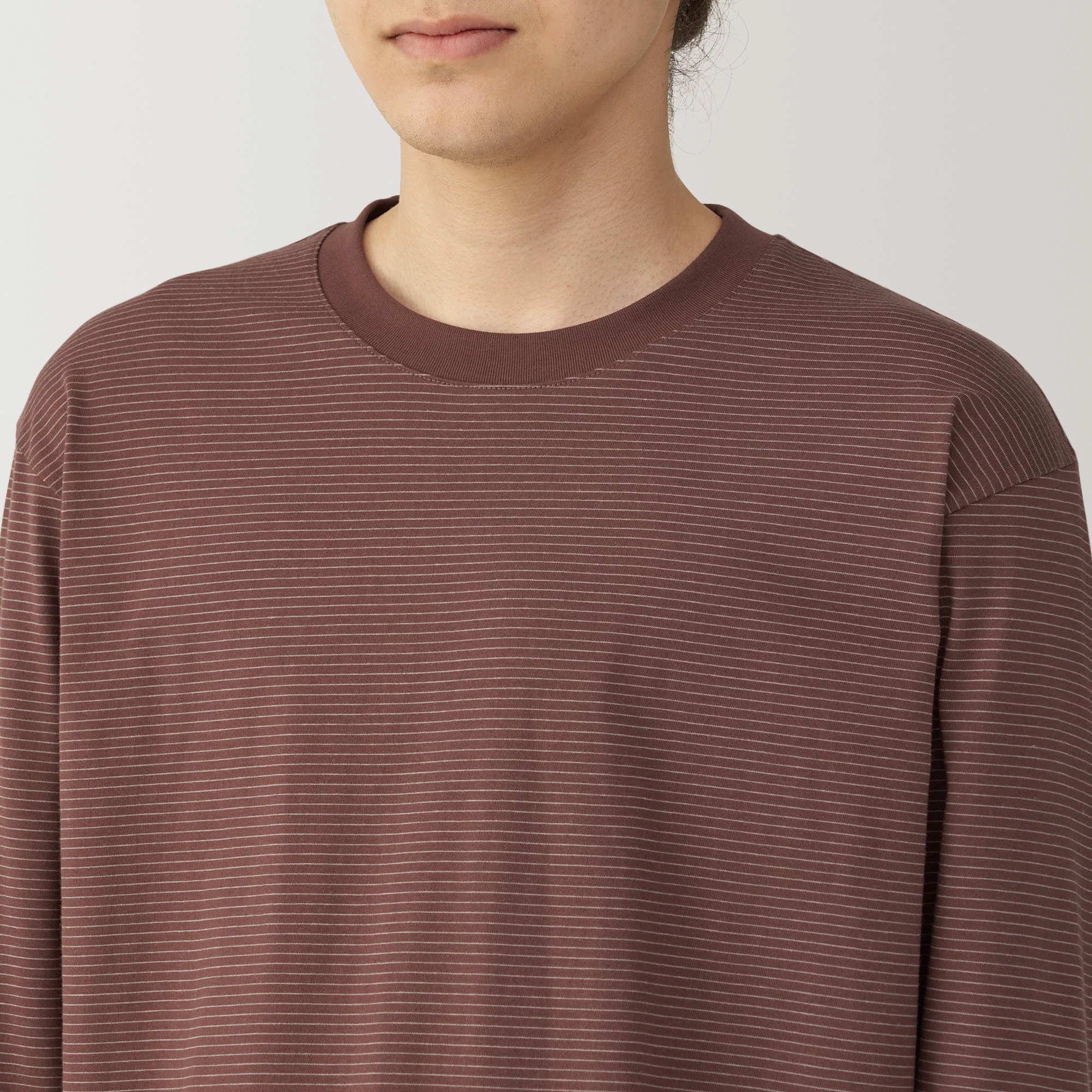 Men's Jersey Crew Neck Long Sleeve Striped T-Shirt - Image 7