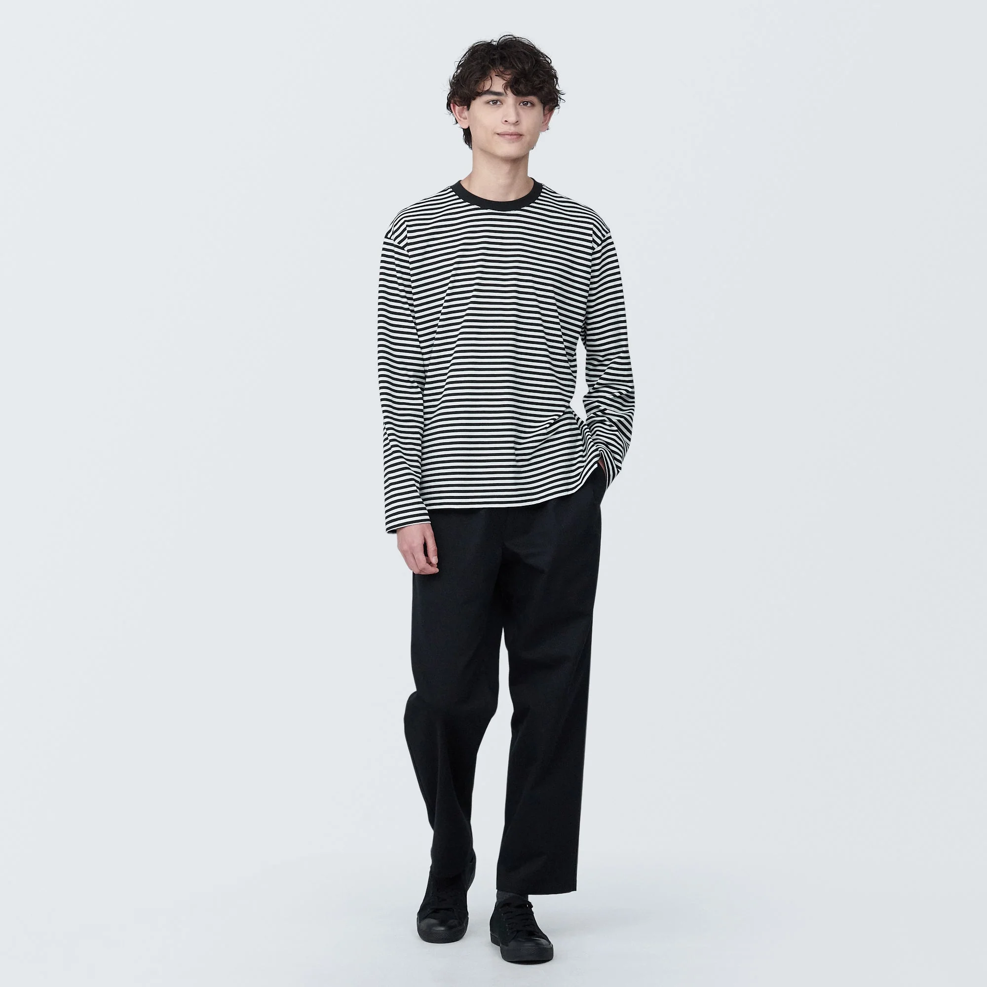 Men's Jersey Crew Neck Long Sleeve Striped T-Shirt - Image 10