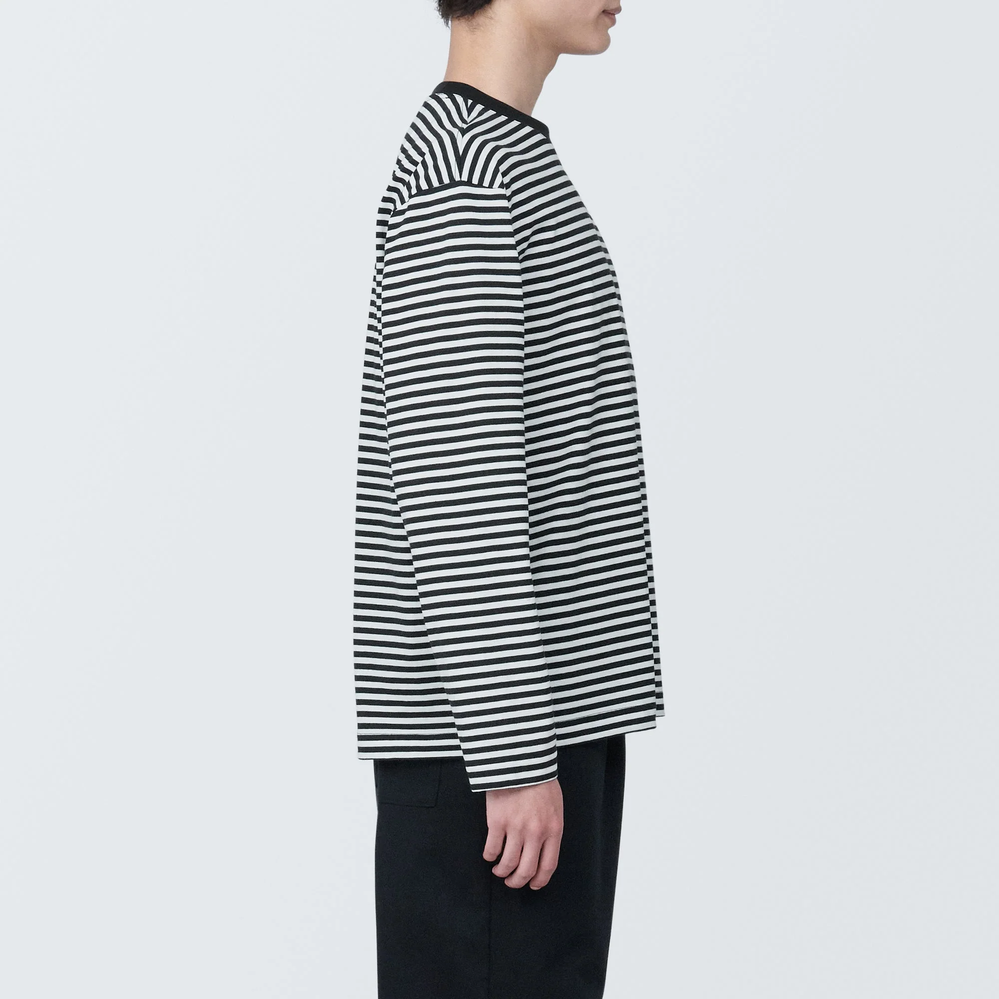 Men's Jersey Crew Neck Long Sleeve Striped T-Shirt - Image 12