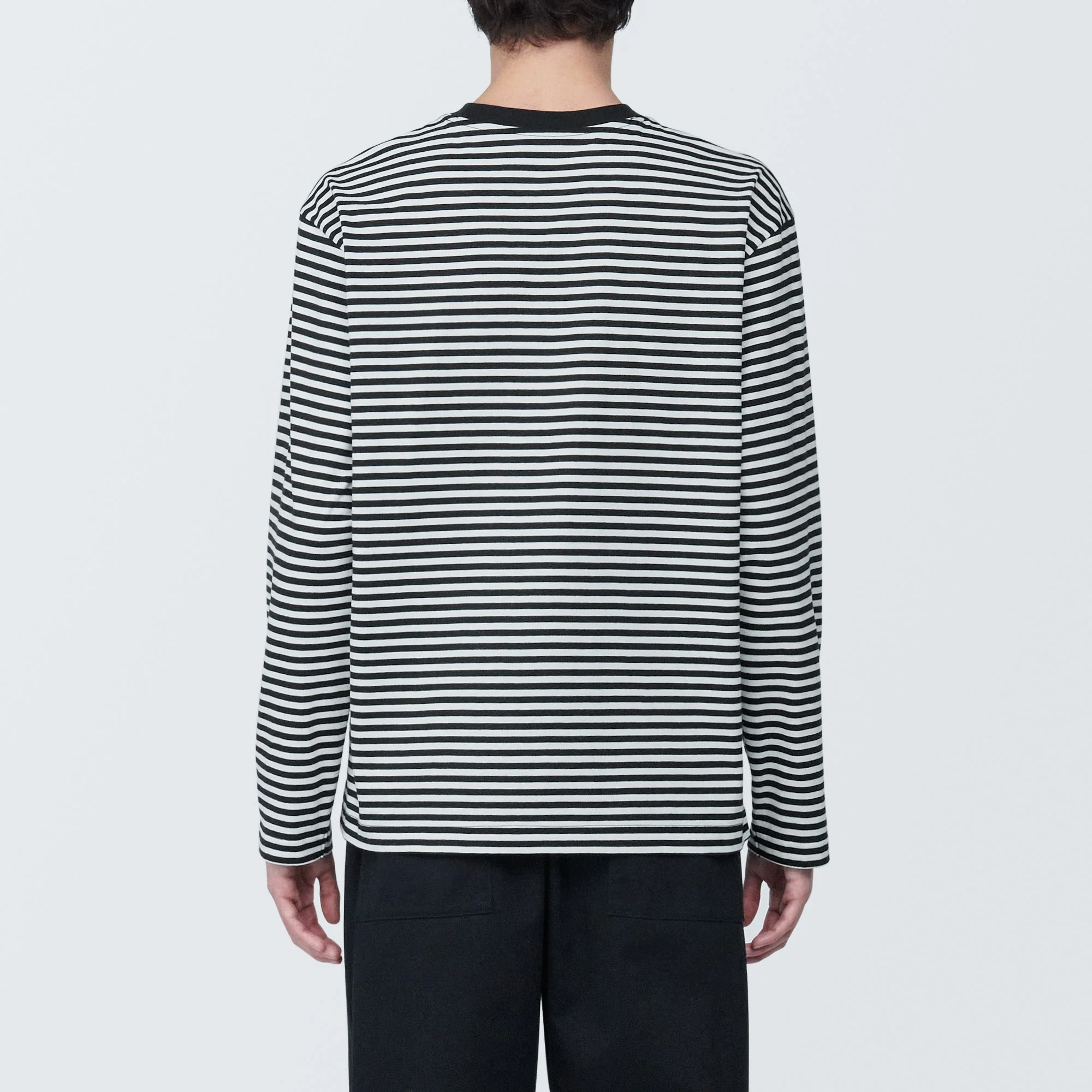 Men's Jersey Crew Neck Long Sleeve Striped T-Shirt - Image 13