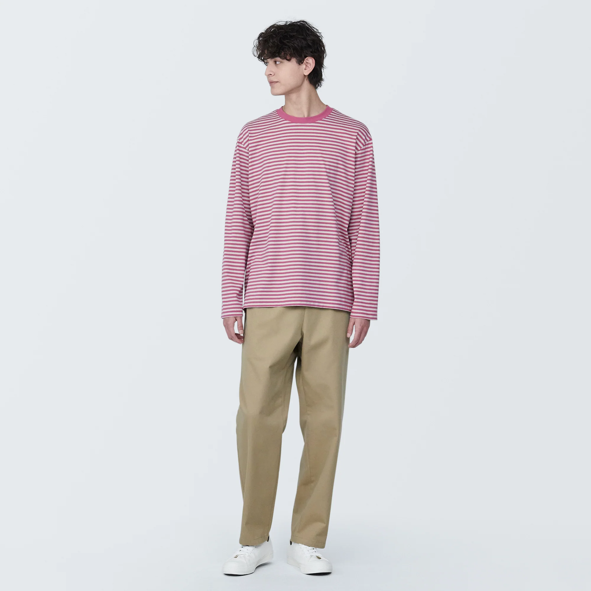 Men's Jersey Crew Neck Long Sleeve Striped T-Shirt - Image 18