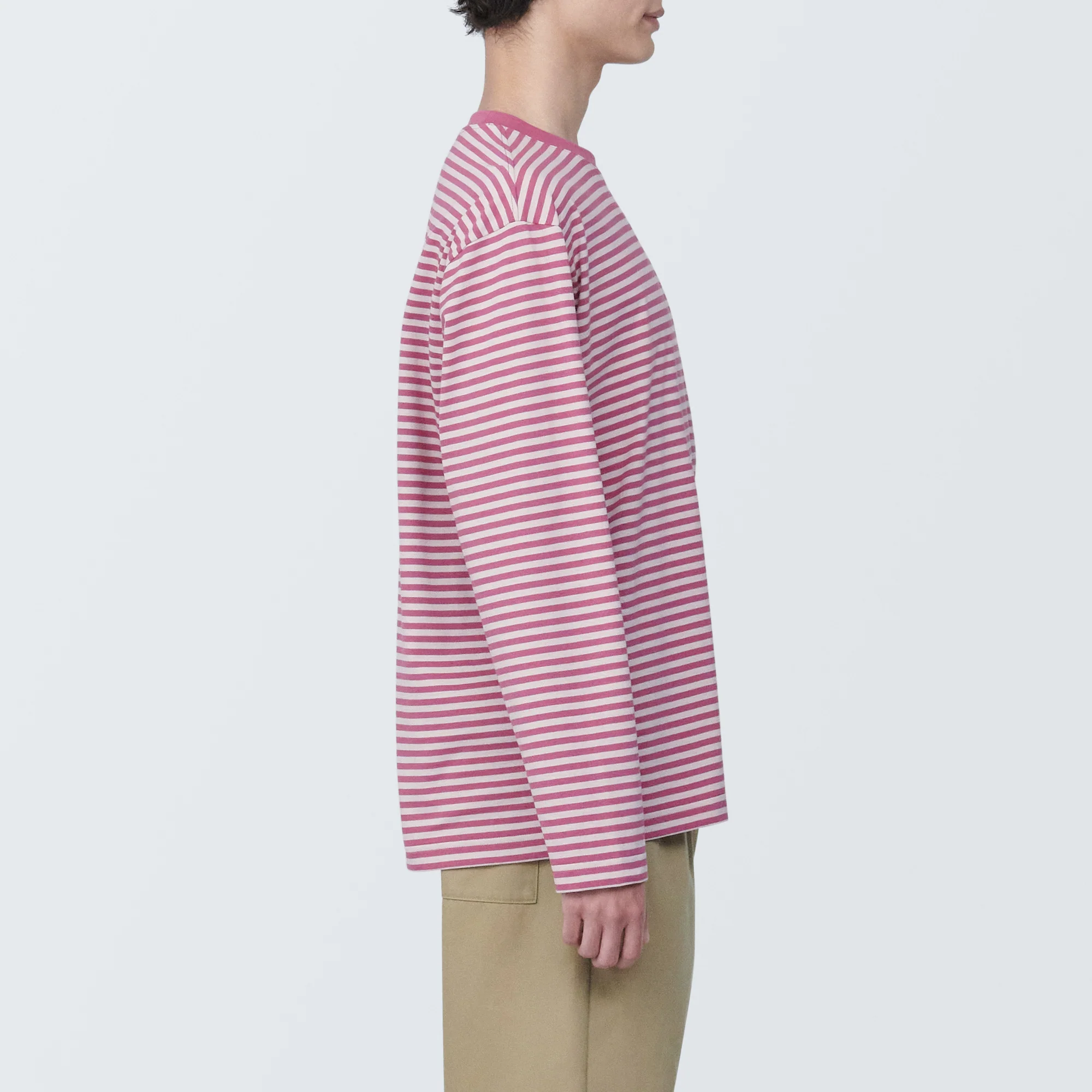 Men's Jersey Crew Neck Long Sleeve Striped T-Shirt - Image 19