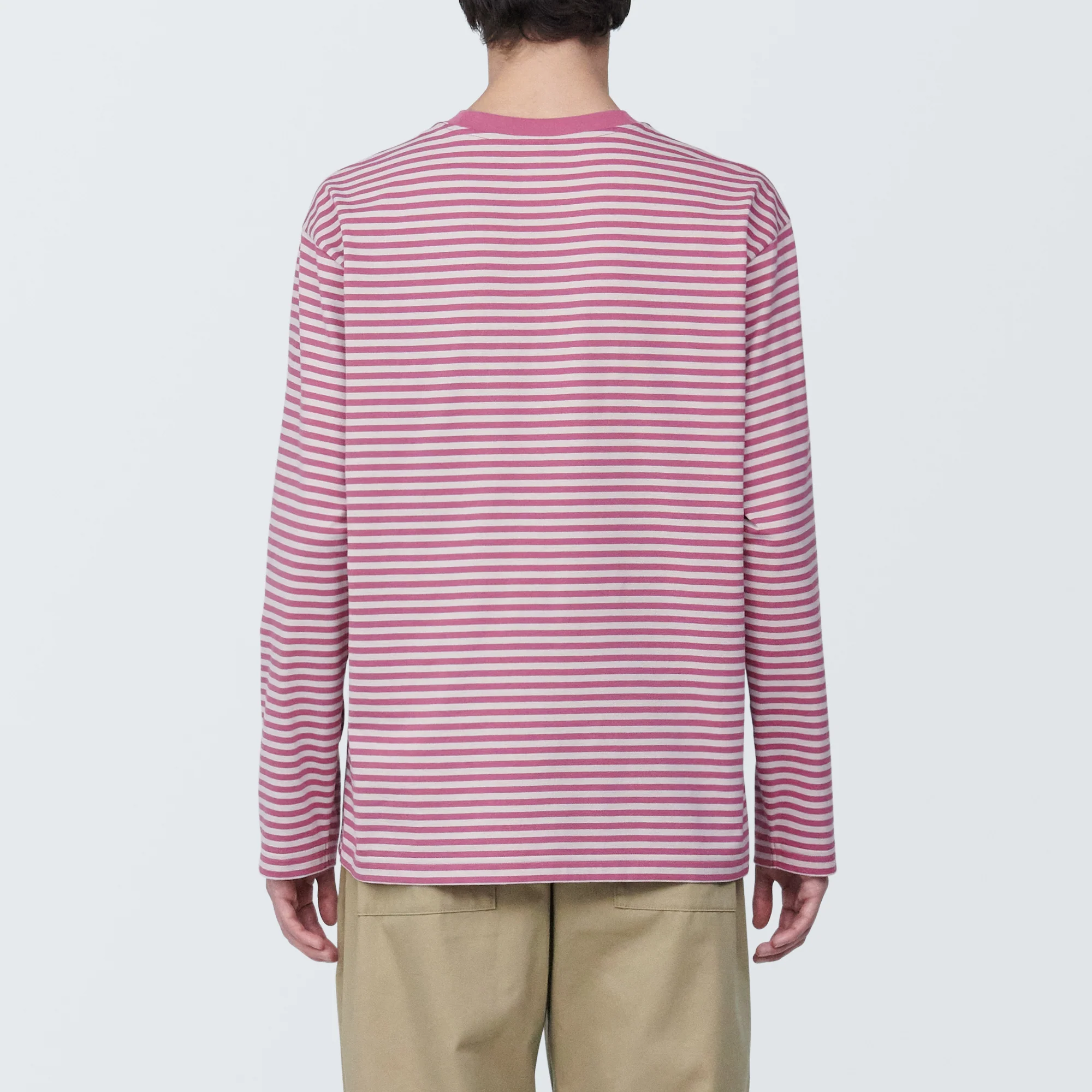 Men's Jersey Crew Neck Long Sleeve Striped T-Shirt - Image 20