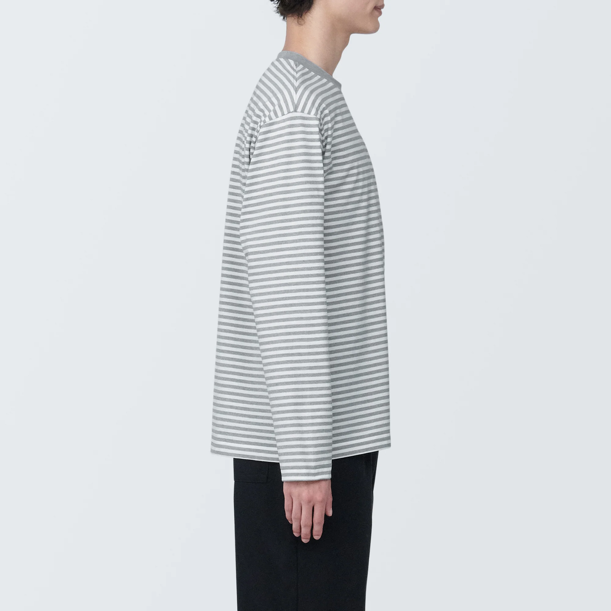 Men's Jersey Crew Neck Long Sleeve Striped T-Shirt - Image 26