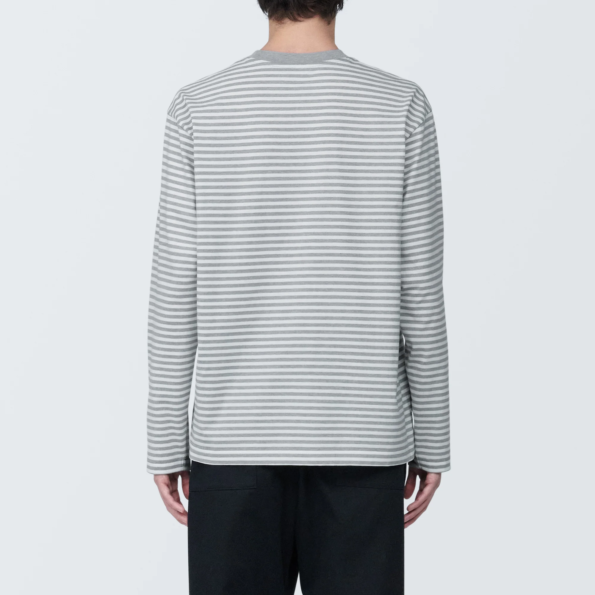 Men's Jersey Crew Neck Long Sleeve Striped T-Shirt - Image 27