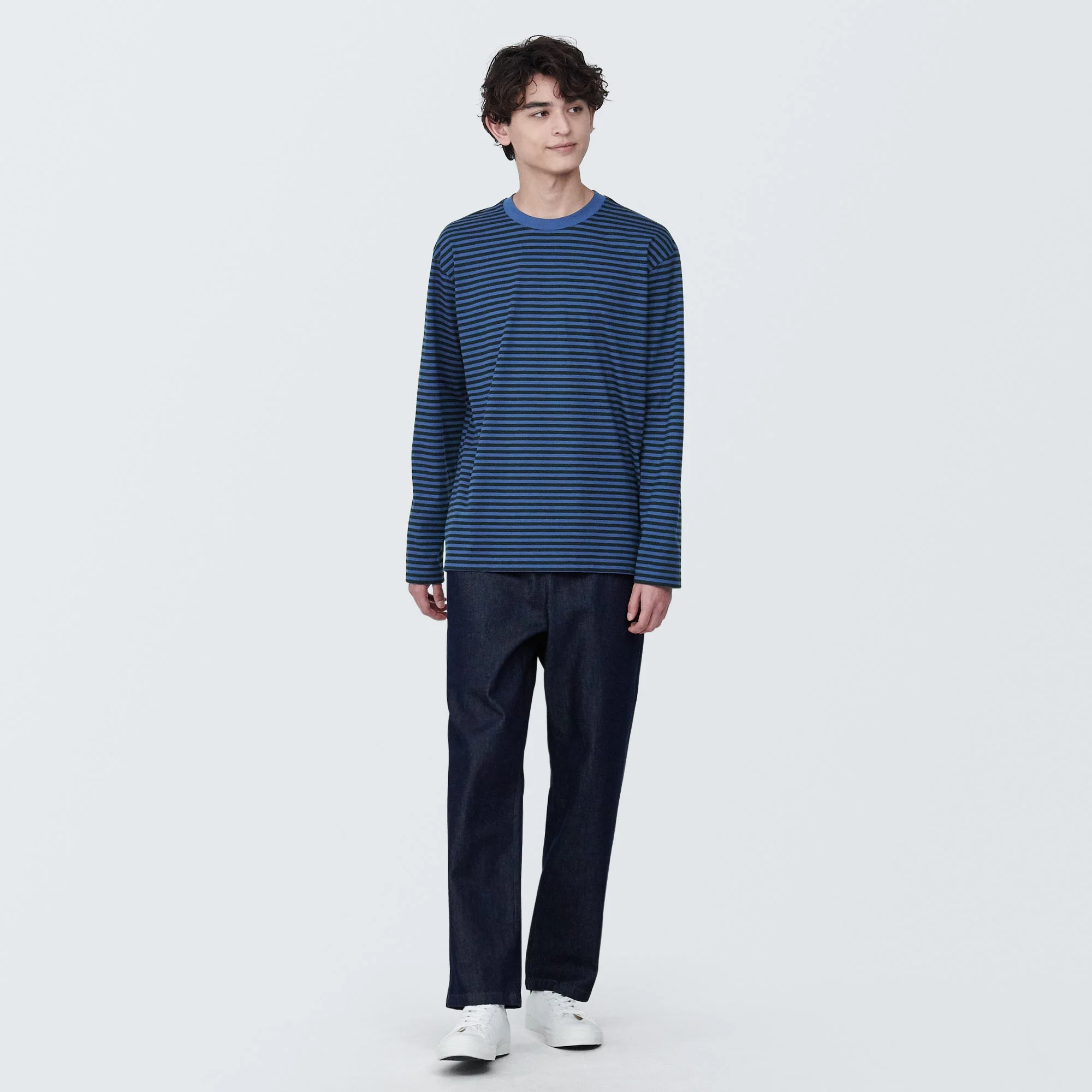 Men's Jersey Crew Neck Long Sleeve Striped T-Shirt - Image 4