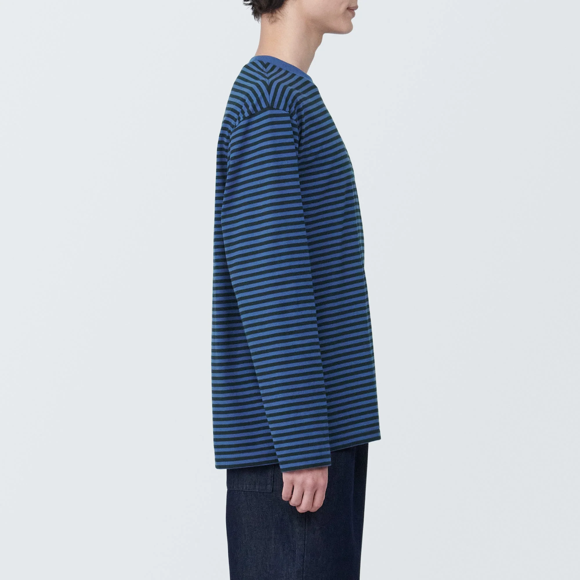 Men's Jersey Crew Neck Long Sleeve Striped T-Shirt - Image 5