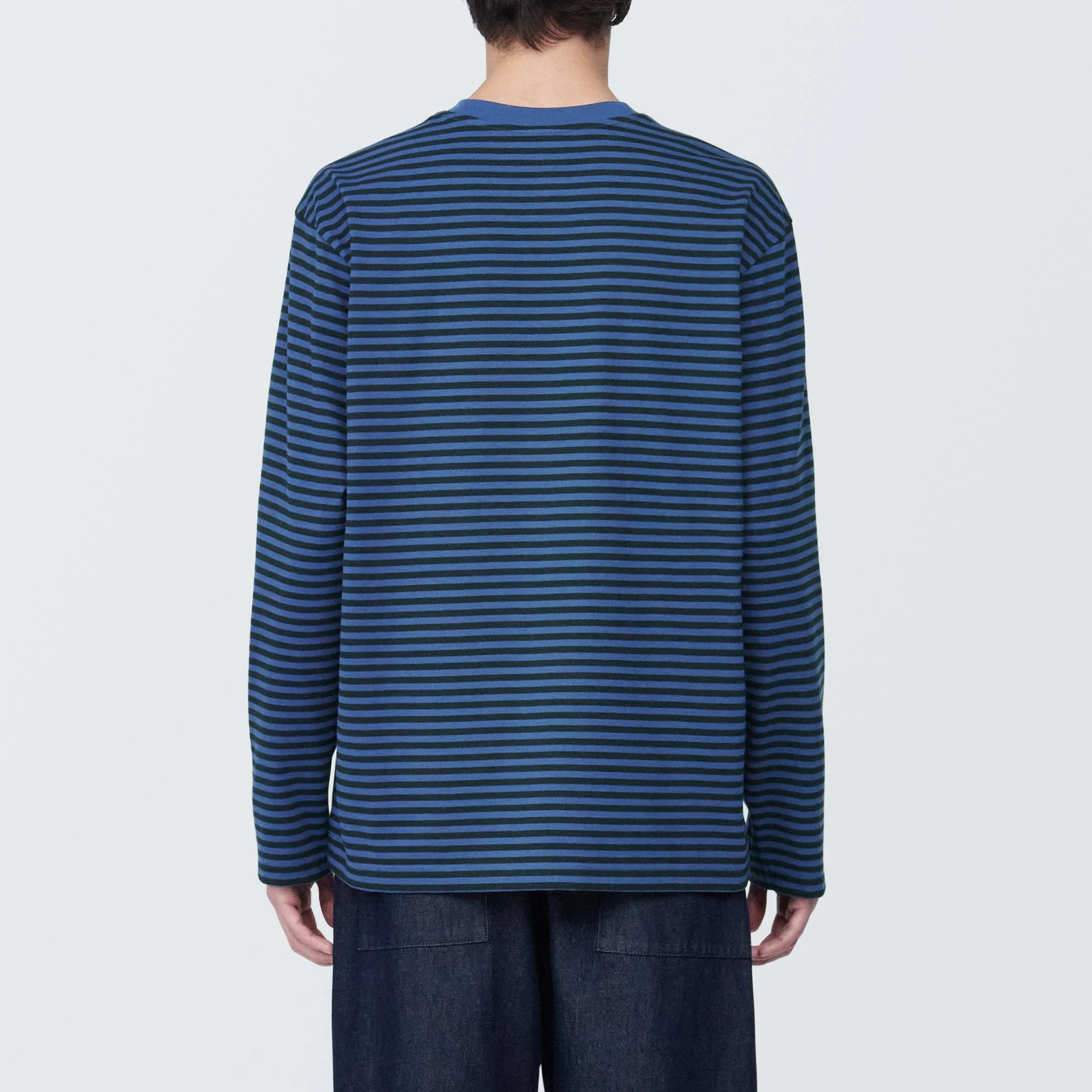 Men's Jersey Crew Neck Long Sleeve Striped T-Shirt - Image 6
