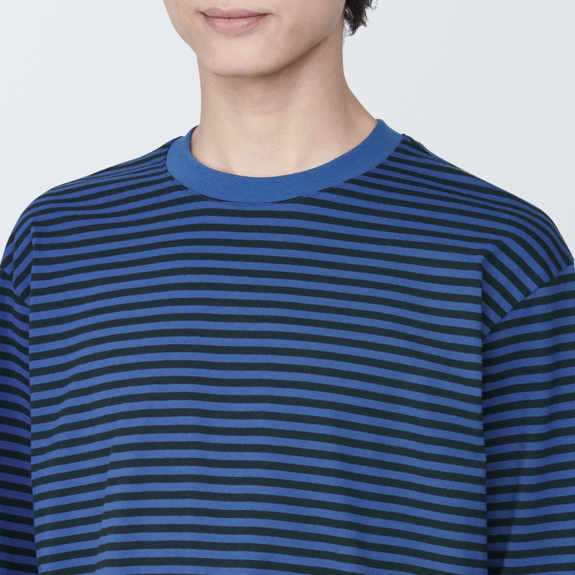 Men's Jersey Crew Neck Long Sleeve Striped T-Shirt - Image 7