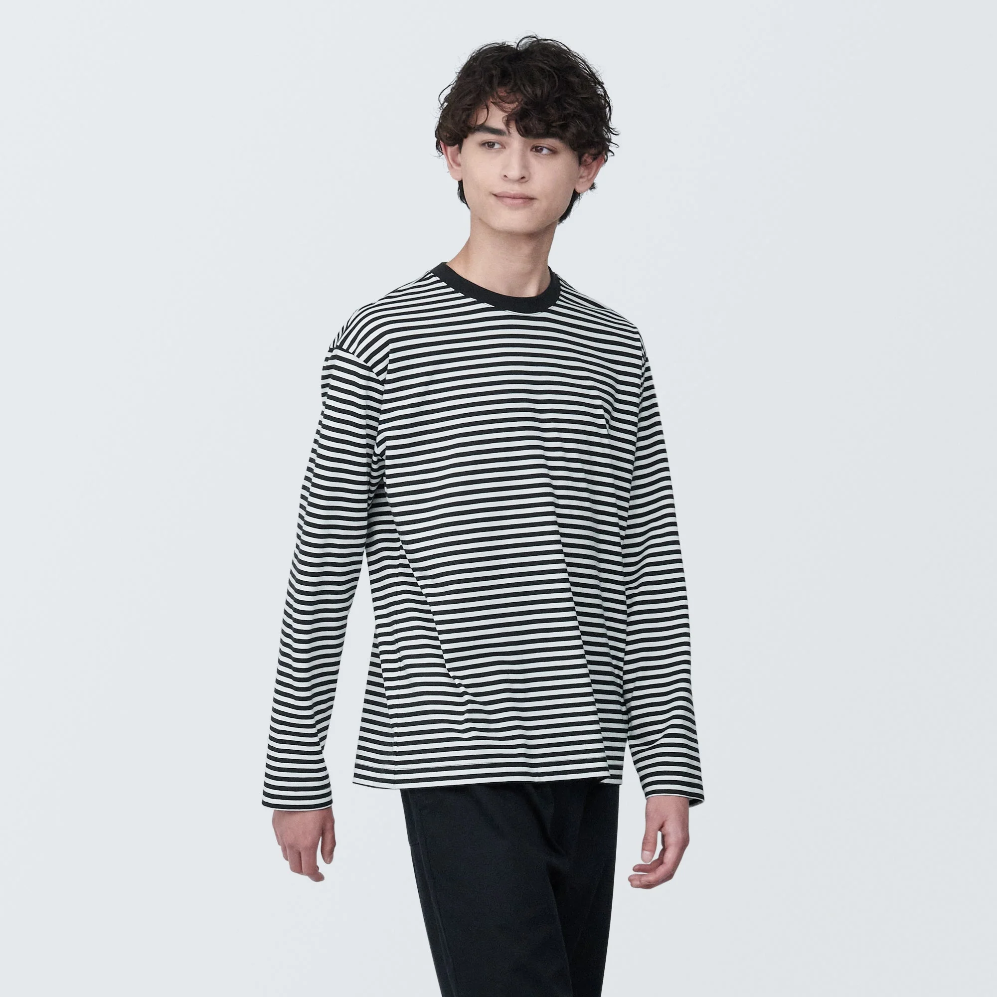 Men's Jersey Crew Neck Long Sleeve Striped T-Shirt - Image 9