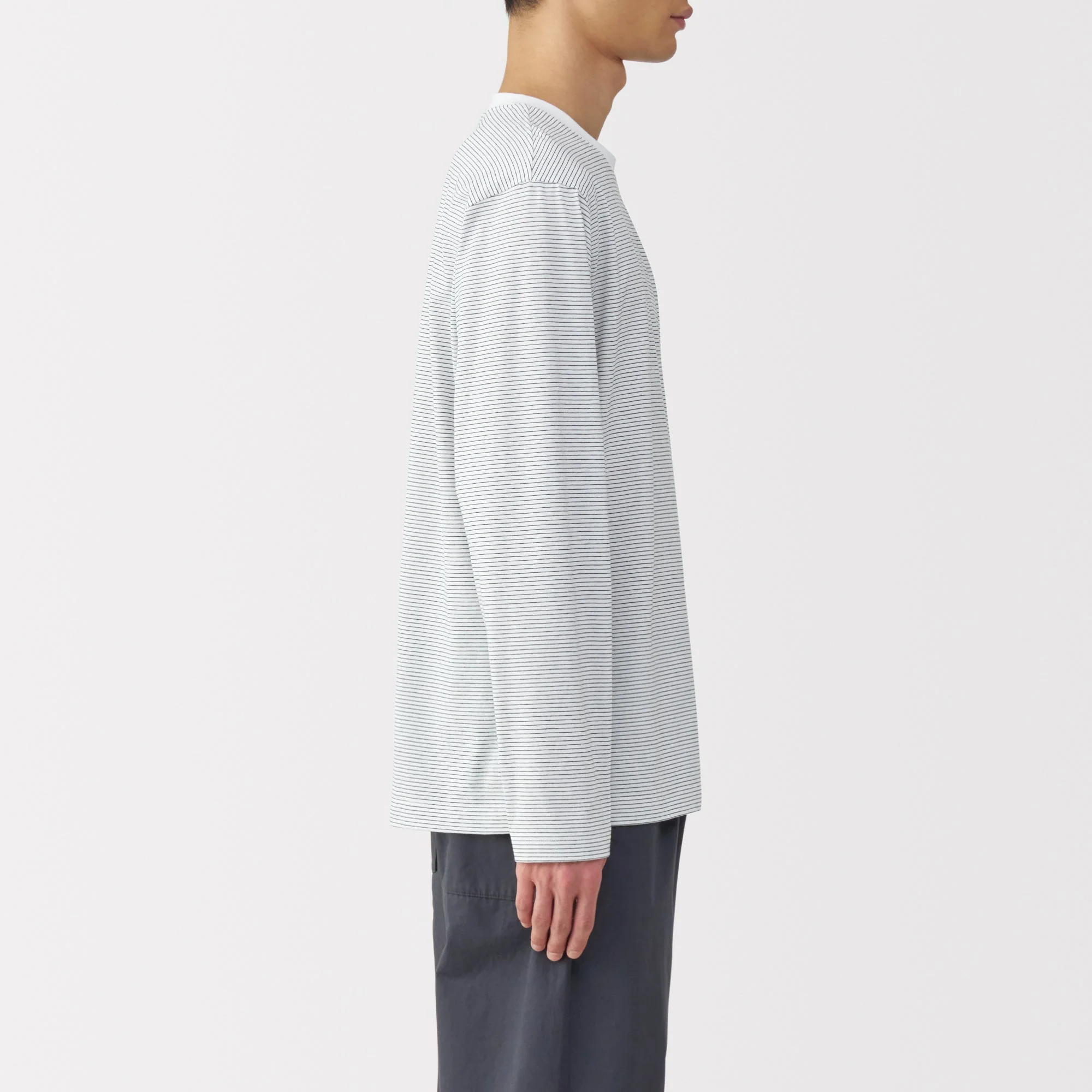 Men's Jersey Crew Neck Long Sleeve Striped T-Shirt - Image 12