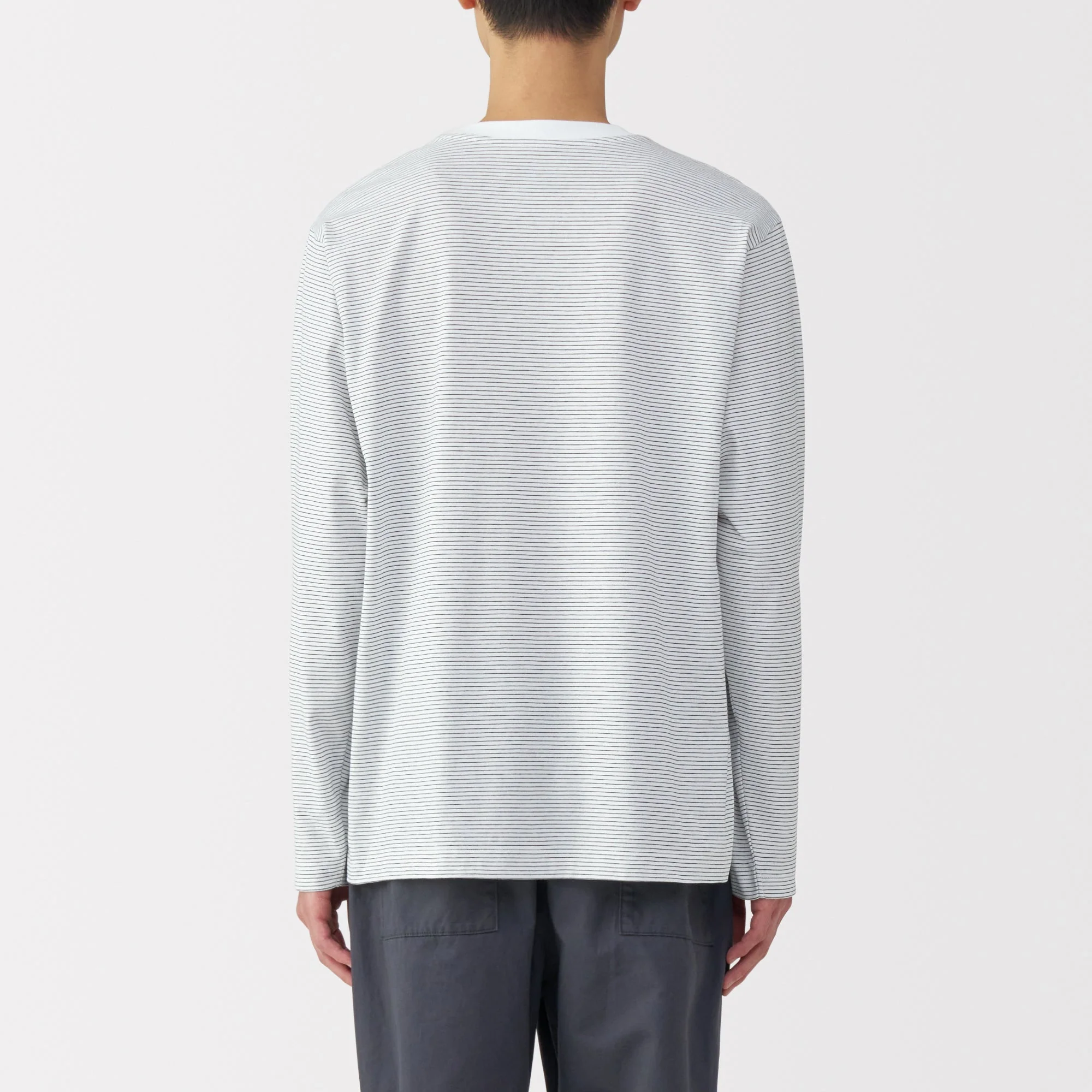 Men's Jersey Crew Neck Long Sleeve Striped T-Shirt - Image 13
