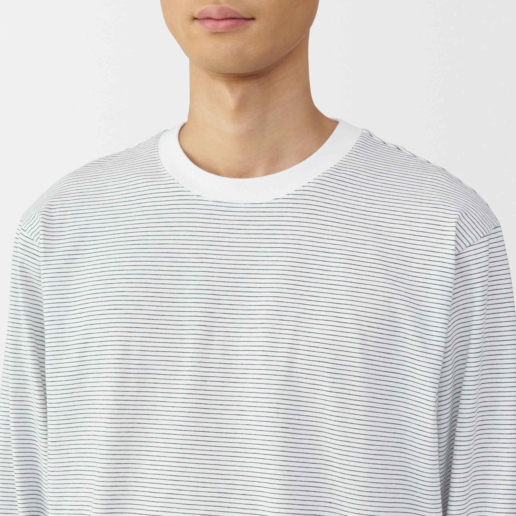 Men's Jersey Crew Neck Long Sleeve Striped T-Shirt - Image 14