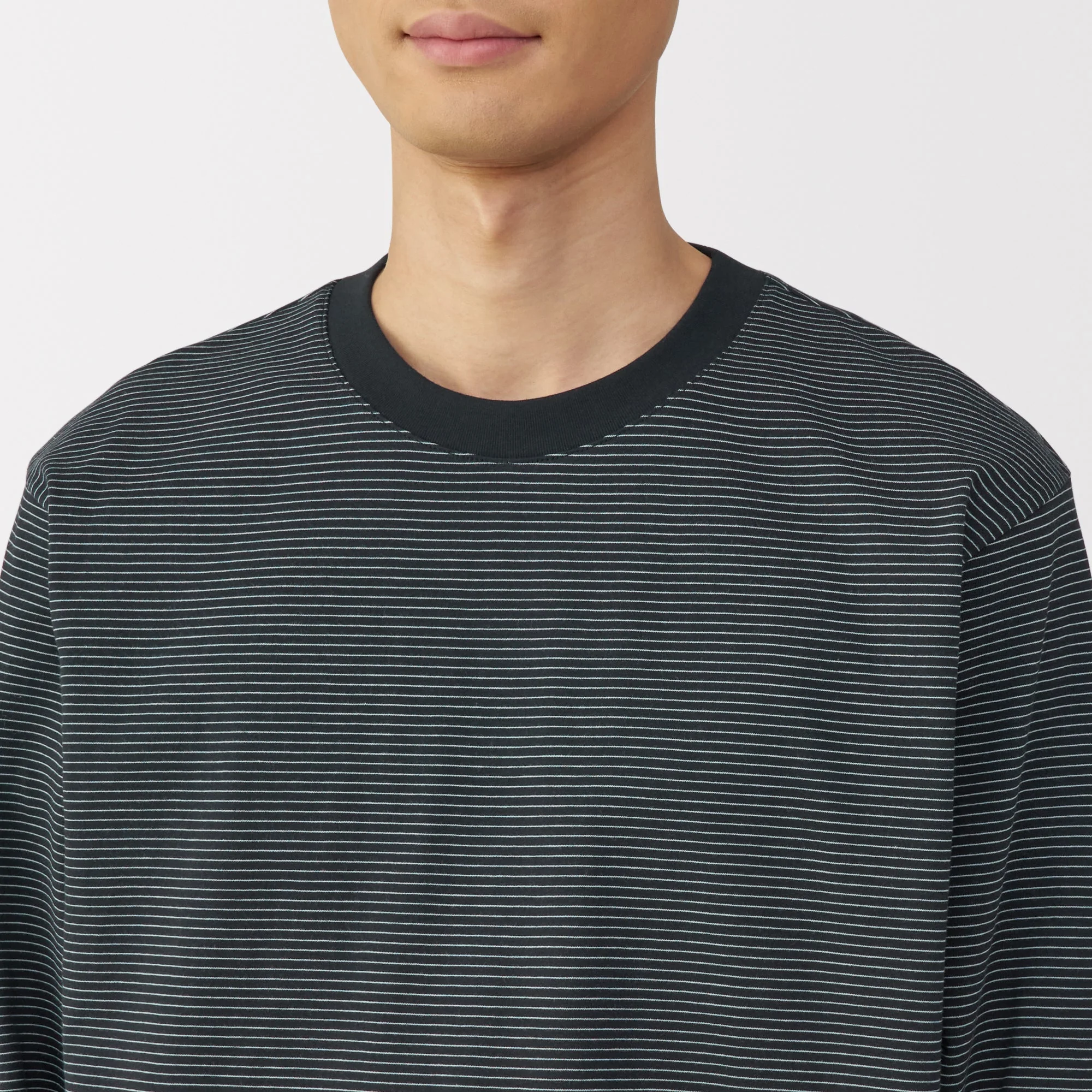 Men's Jersey Crew Neck Long Sleeve Striped T-Shirt - Image 21