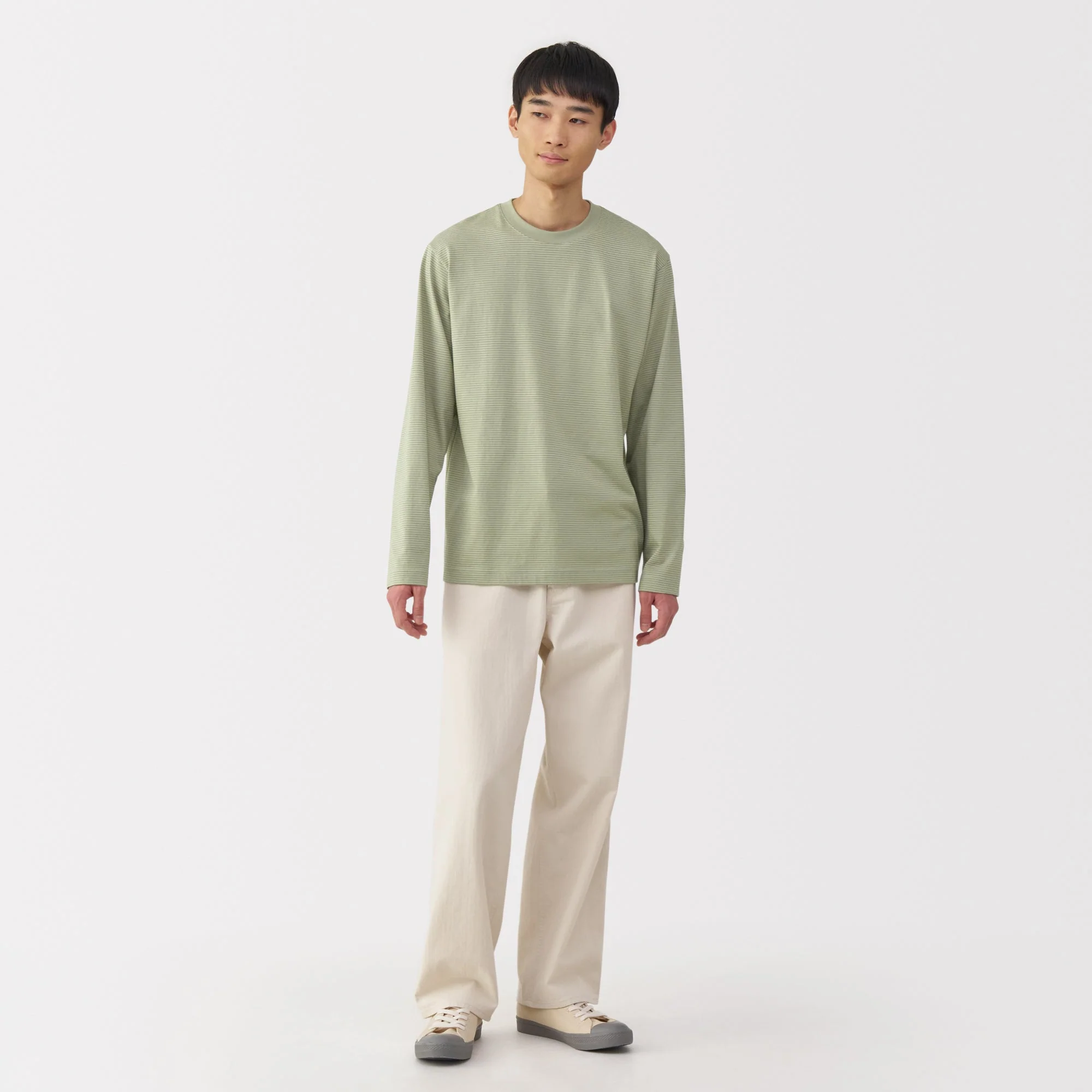 Men's Jersey Crew Neck Long Sleeve Striped T-Shirt - Image 25