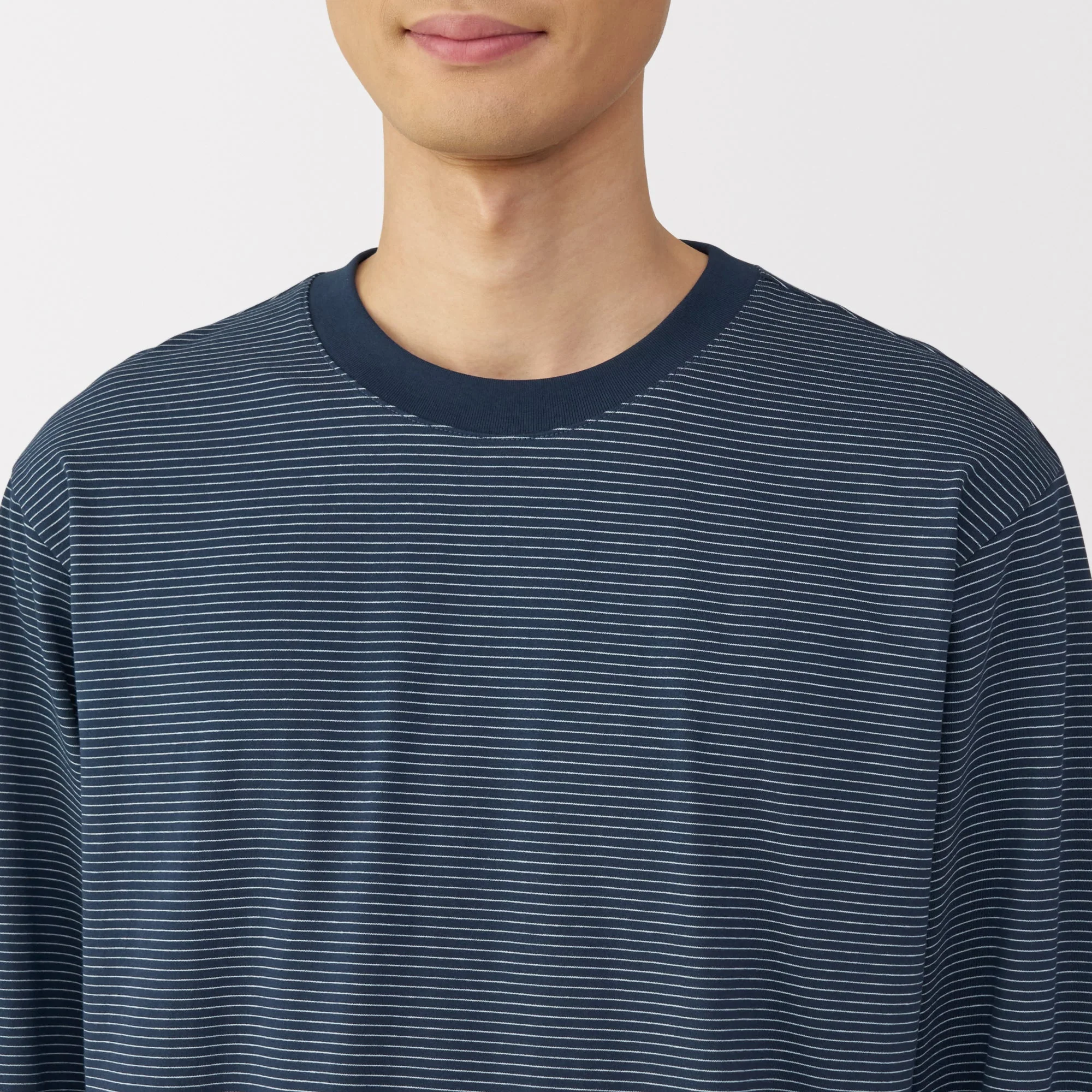 Men's Jersey Crew Neck Long Sleeve Striped T-Shirt - Image 7
