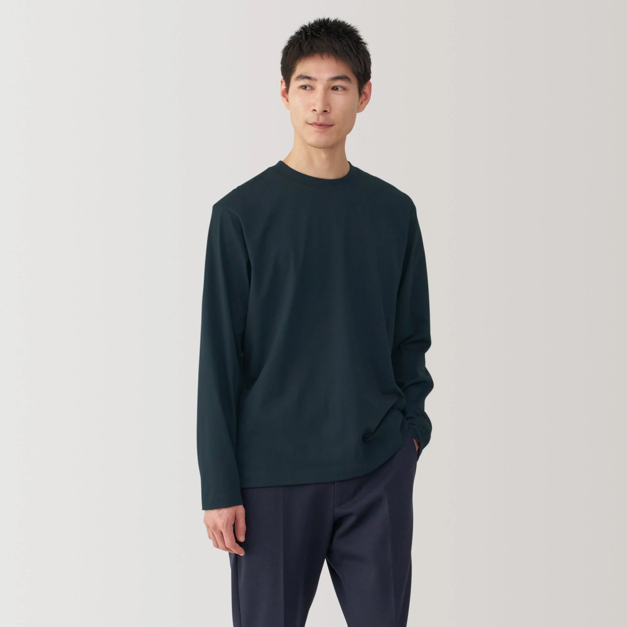Men's Jersey Crew Neck Long Sleeve T-Shirt - Image 45