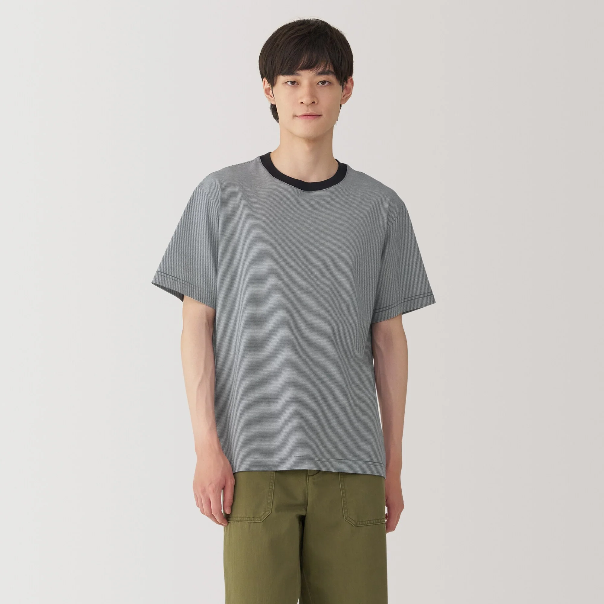 Men's Jersey Crew Neck Short Sleeve Striped T-Shirt - Image 10